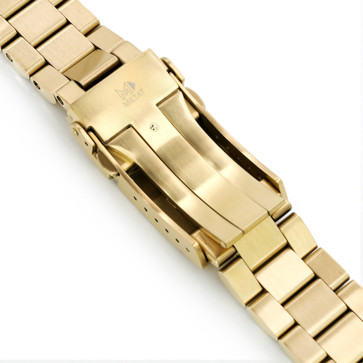 22mm Endmill Watch Band compatible with Seiko Gold Turtle SRPC44, 316L Stainless Steel SUB Clasp full IP Gold
