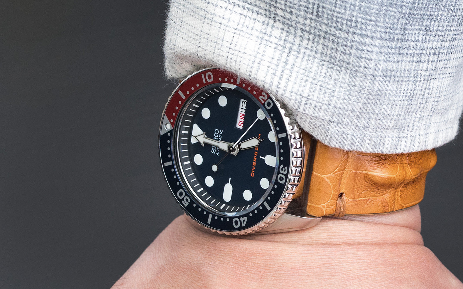 22mm Alligator and Crocodile watch bands on Seiko SKX009