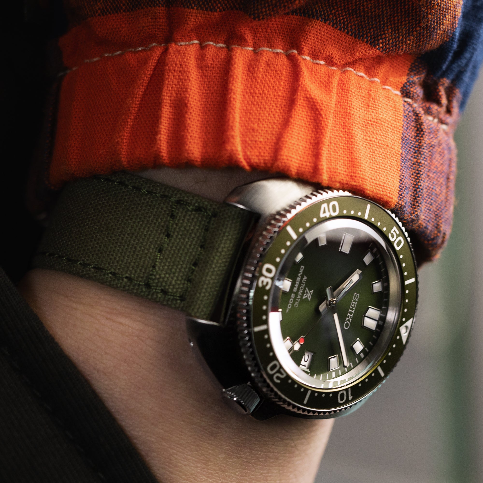 Straight Quick Release Canvas Watch Strap in Military Green, 20mm or 22mm