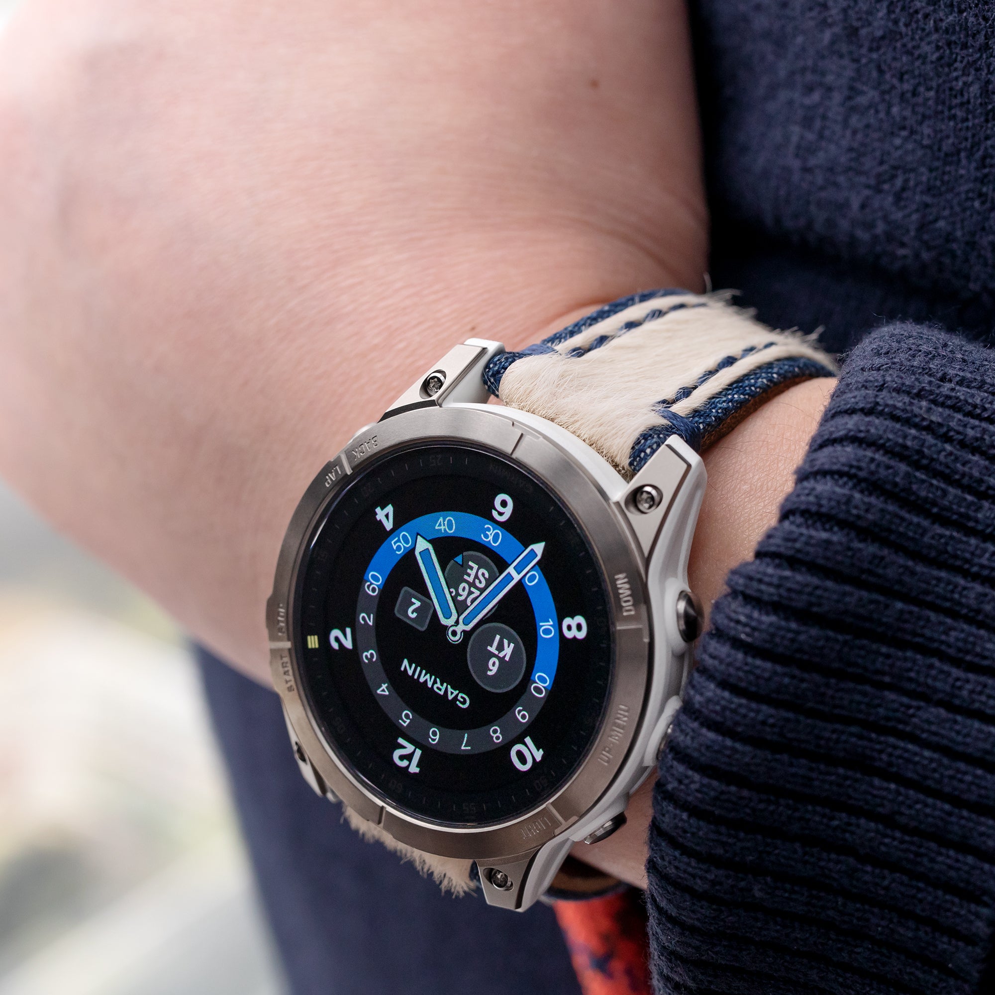 Garmin EPIX Gen 2 Sapphire Titanium GPS Watch 47 mm leather watch band by Strapcode