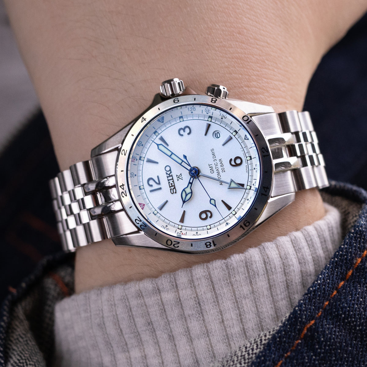 Angus-J Louis 20mm Stainless Steel Bracelet for Seiko Alpinist SARB017 SPB155