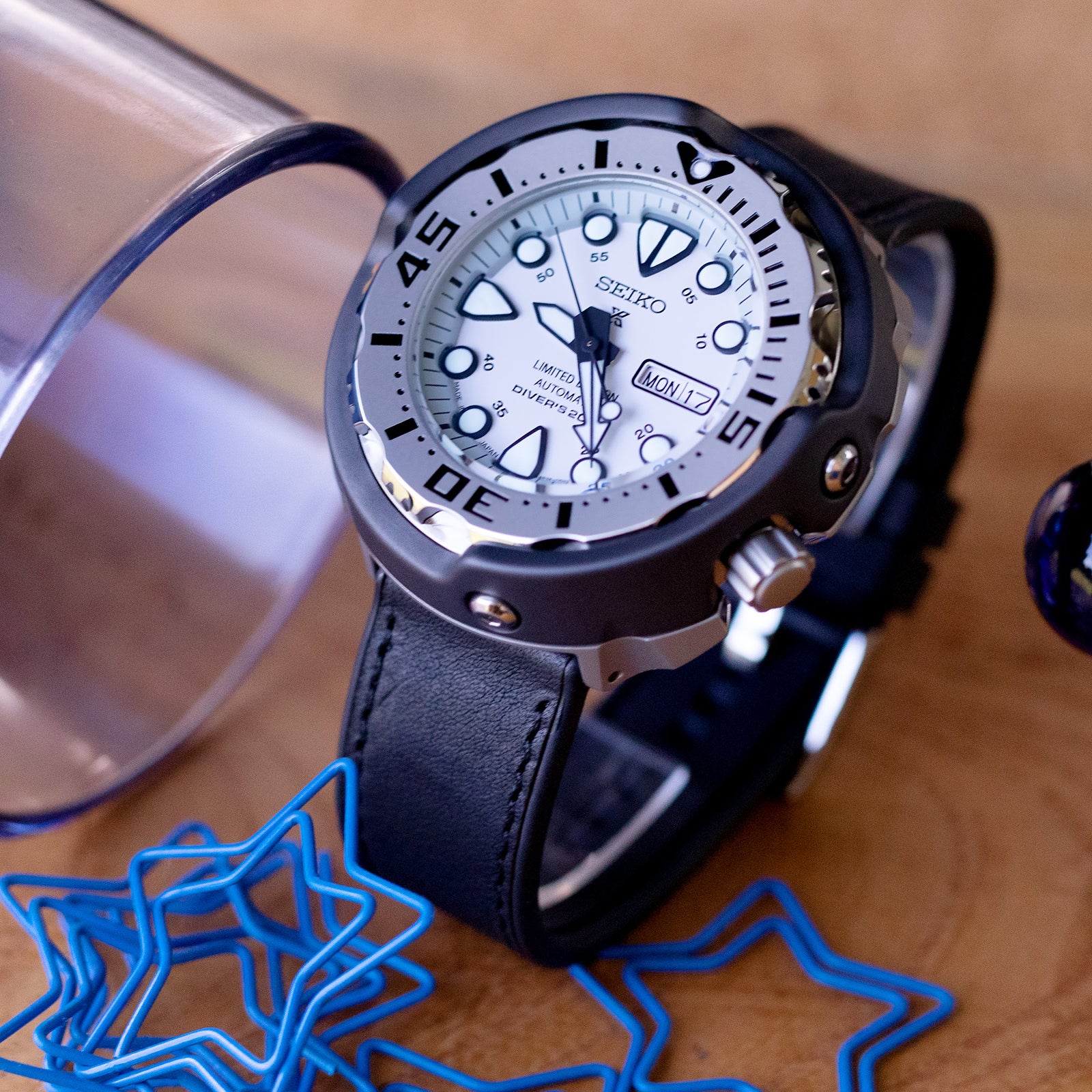 Schwarzes Schnellwechsel-Hybrid-Uhrenarmband aus Leder und FKM-Kautschuk, 20mm oder 22mm