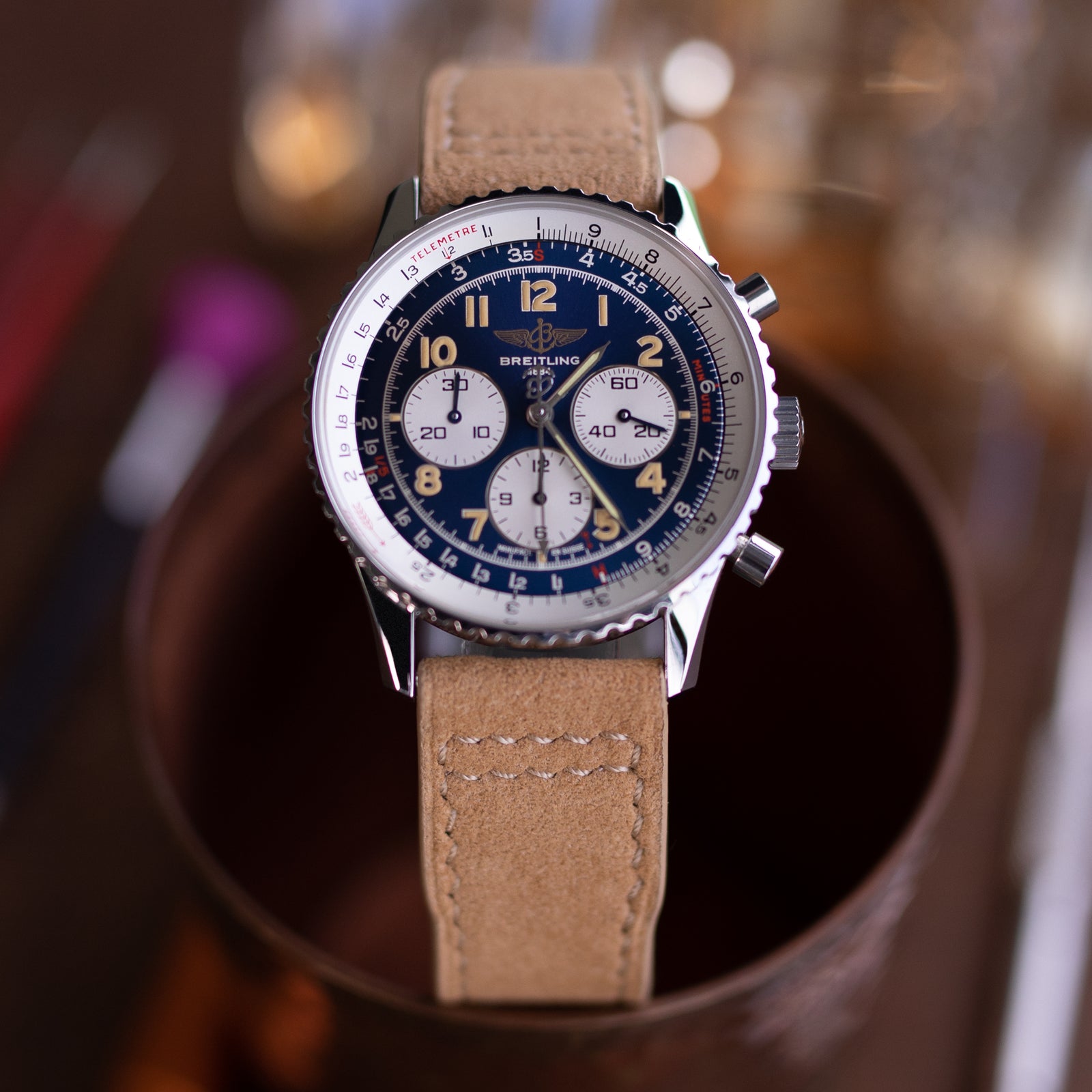 Bracelet montre en tissu Alcantara kaki à libération rapide, surpiqûre beige, 20mm, 21mm ou 22mm