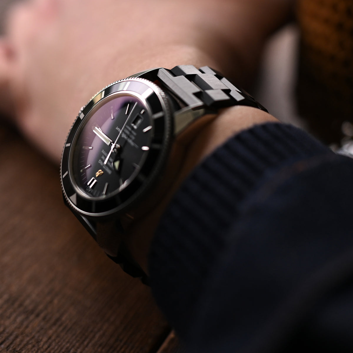 24mm Hexad (Pull-Twist) QR Uhrenarmband, gerades Ende, Schnellverschluss, 316L Edelstahl mit diamantähnlicher Kohlenstoffbeschichtung (DLC), V-Schließe