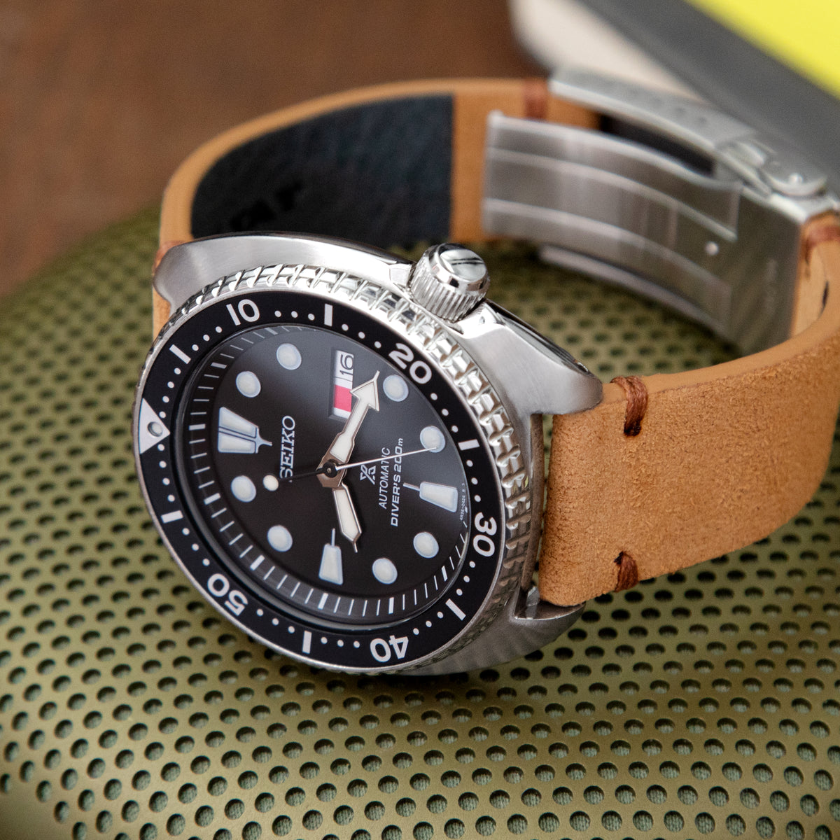 Bracelet montre MiLTAT Camel en cuir véritable suédé, une pièce, 20mm ou 22mm, à dégagement rapide, boucle V-Clasp