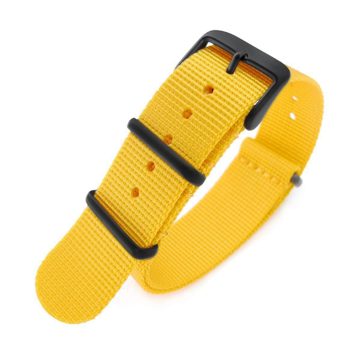 20mm G10 Military Yellow Watch Band One-piece Nylon Strap, PVD Black Buckle, 260mm