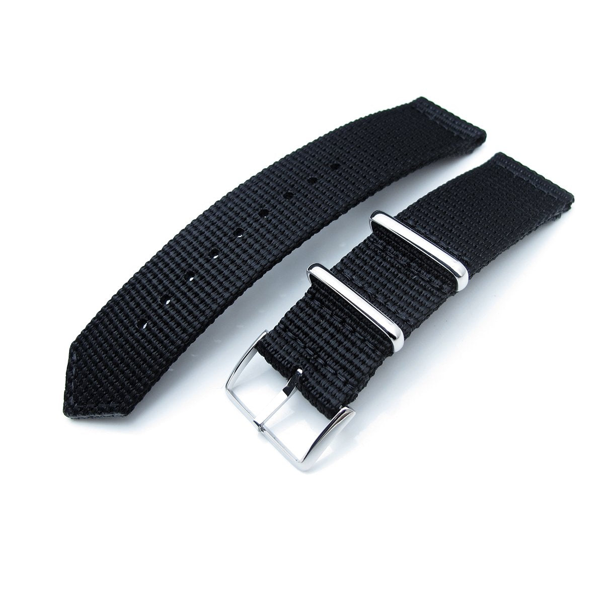 20mm 22mm Two Piece WW2 G10 Black 3D Nylon Polished Buckle Strapcode Watch Bands