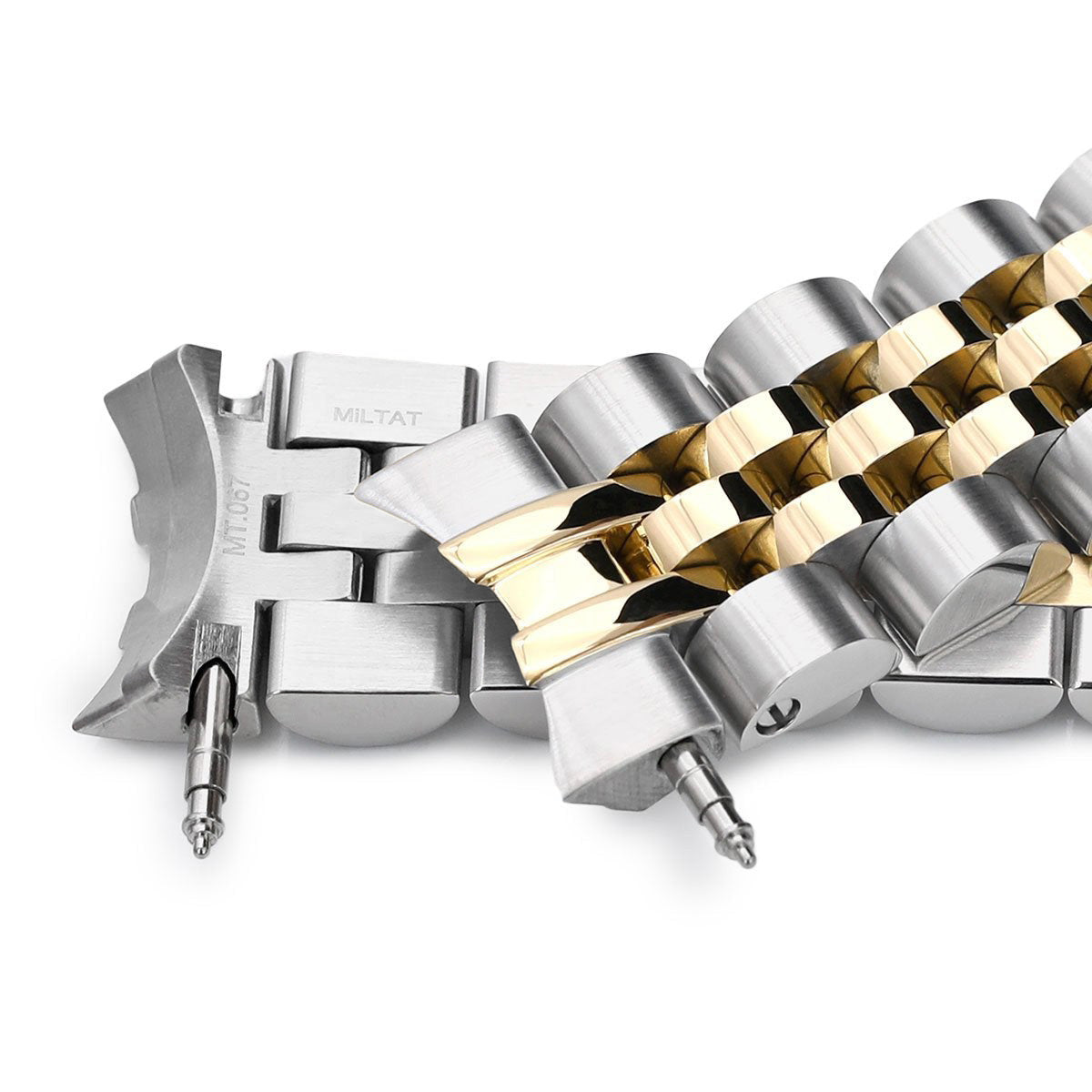 20mm Angus-J Louis JUB Watch Band compatible with Seiko Mechanical Automatic SARB033, 316L Stainless Steel Two Tone IP Gold SUB Clasp