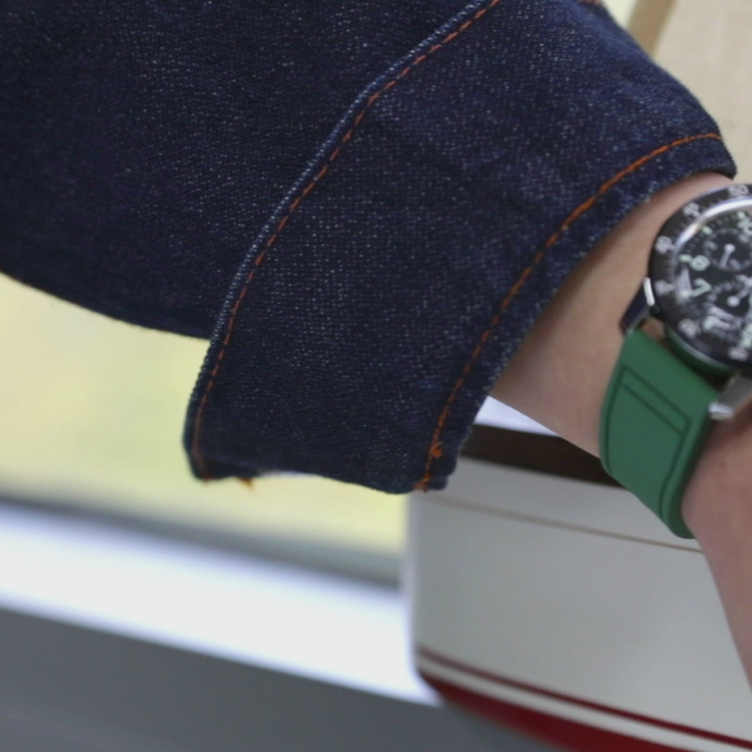 Schnellwechsel Grünes Pilot FKM Kautschuk Uhrenarmband, 20mm oder 22mm