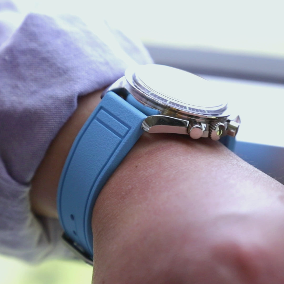 Schnellwechsel Sky Blue Pilot FKM Kautschuk-Uhrenarmband, 20mm oder 22mm