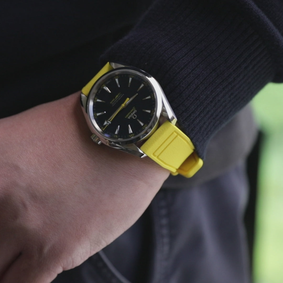 Schnellwechsel-Pilotenuhrband aus gelbem FKM-Gummi, 20mm oder 22mm