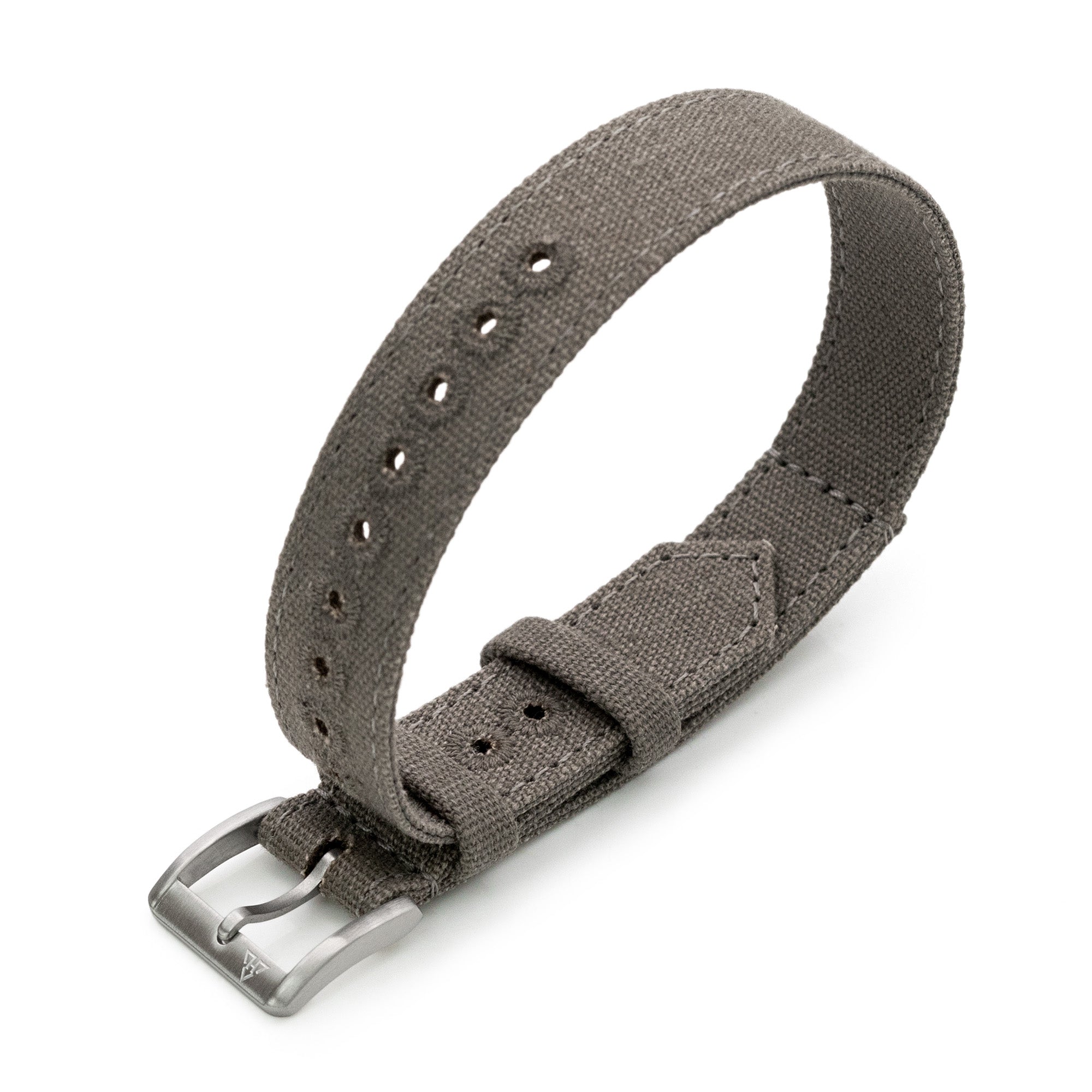 Grey Forecastle 16mm Canvas One piece Nylon Watch Strap by HAVESTON Straps, Brushed Strapcode Watch Bands