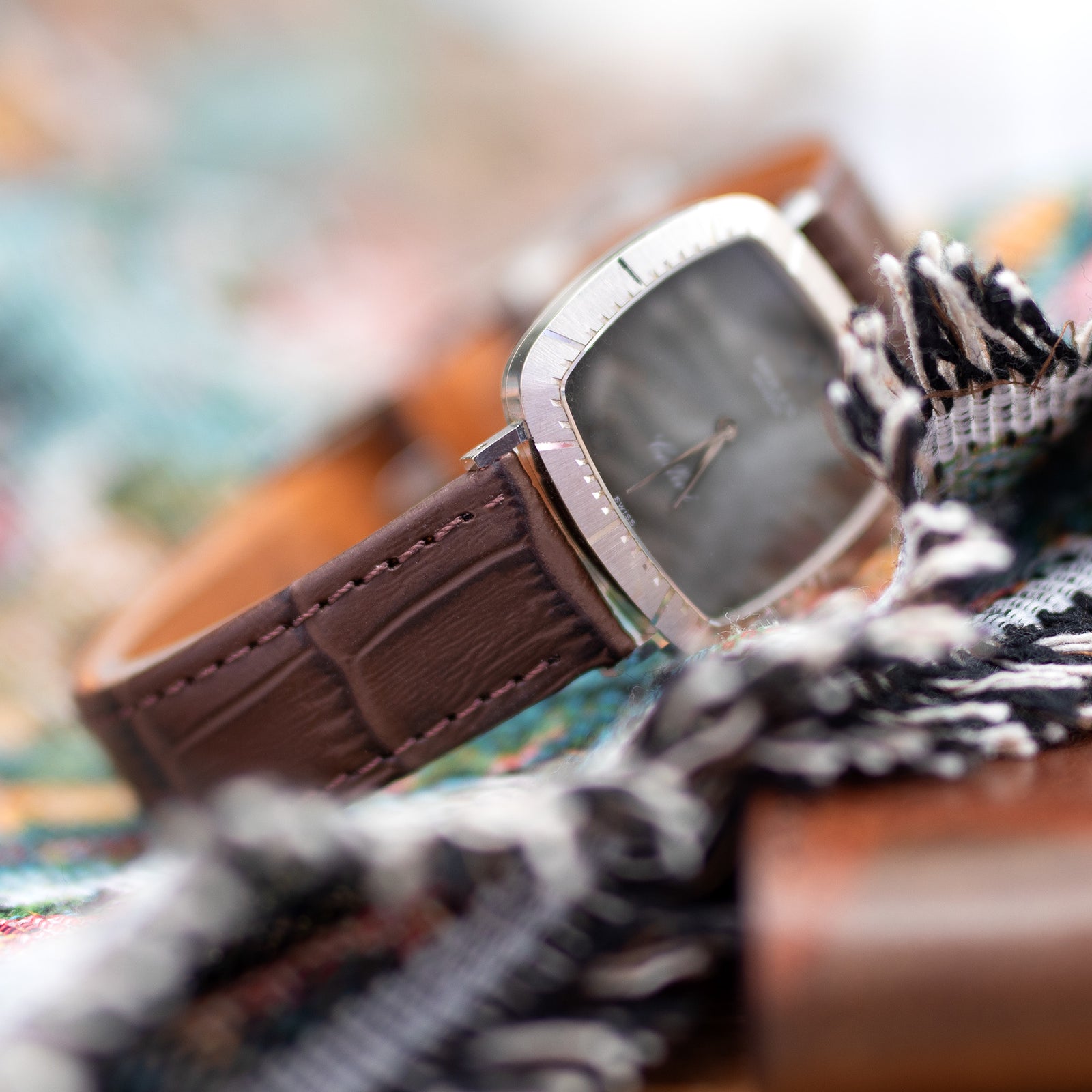 17mm Brown CrocoCalf (Italian Croco Grain) Flat Watch Band Strapcode Watch Bands