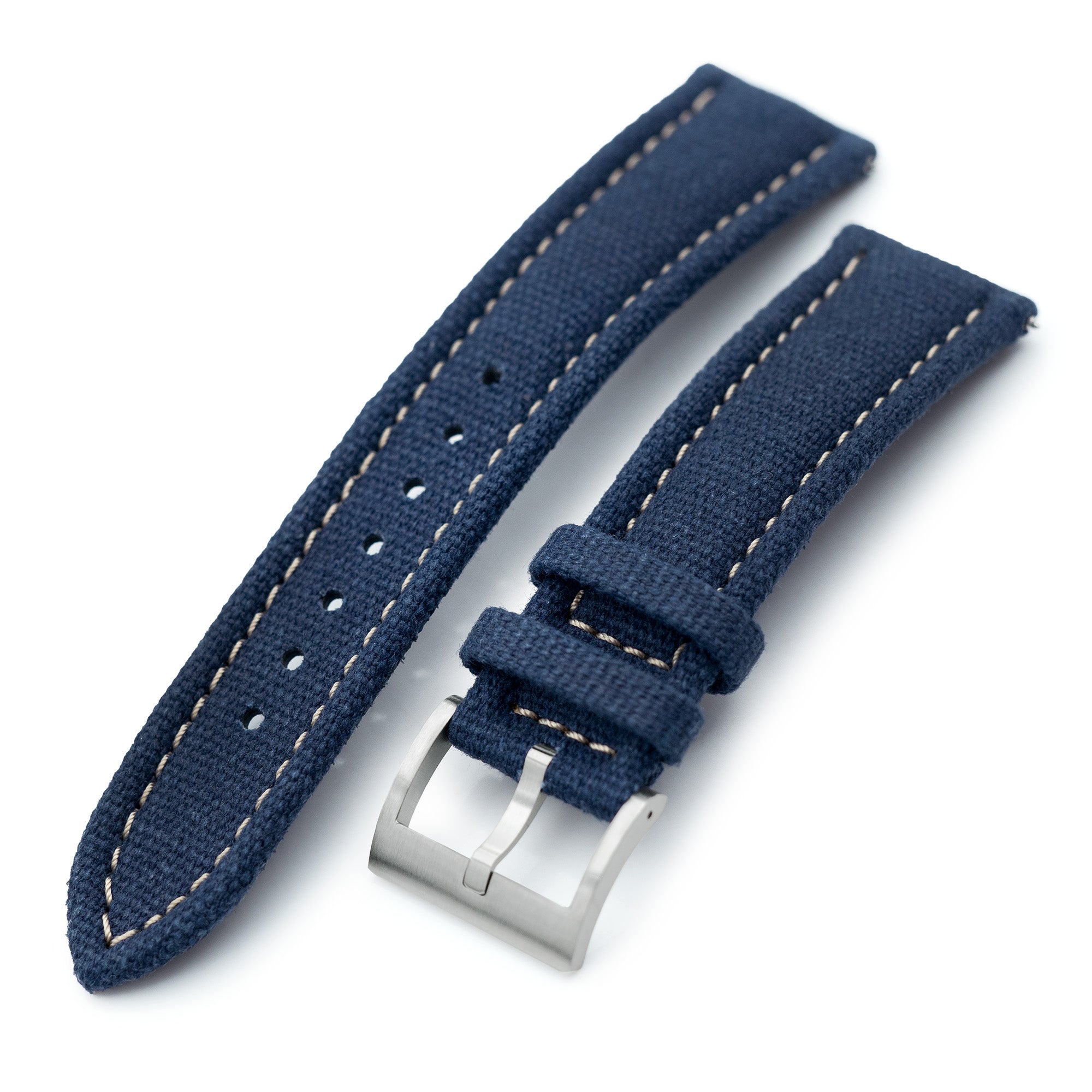 Aviator Style Navy Blue Canvas Quick Release Watch Band, 20mm or 22mm Strapcode watch bands