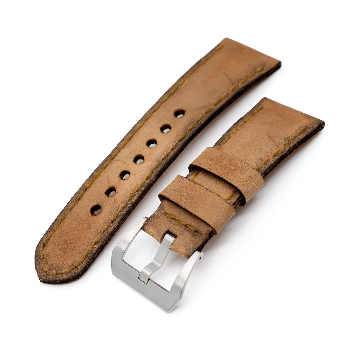 27mm Gunny X MT C3 Caitlin 3 Brown Handmade Leather Watch Band Strapcode watch bands