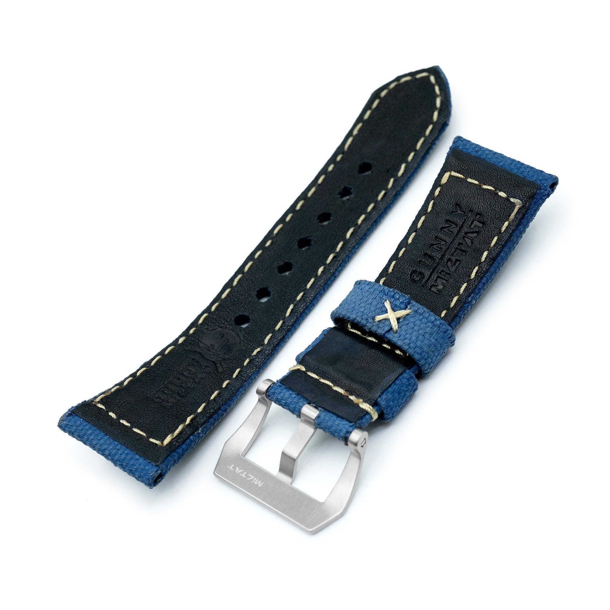 27mm Gunny X MT Denim Blue Canvas Handmade Leather Watch Band Strapcode watch bands