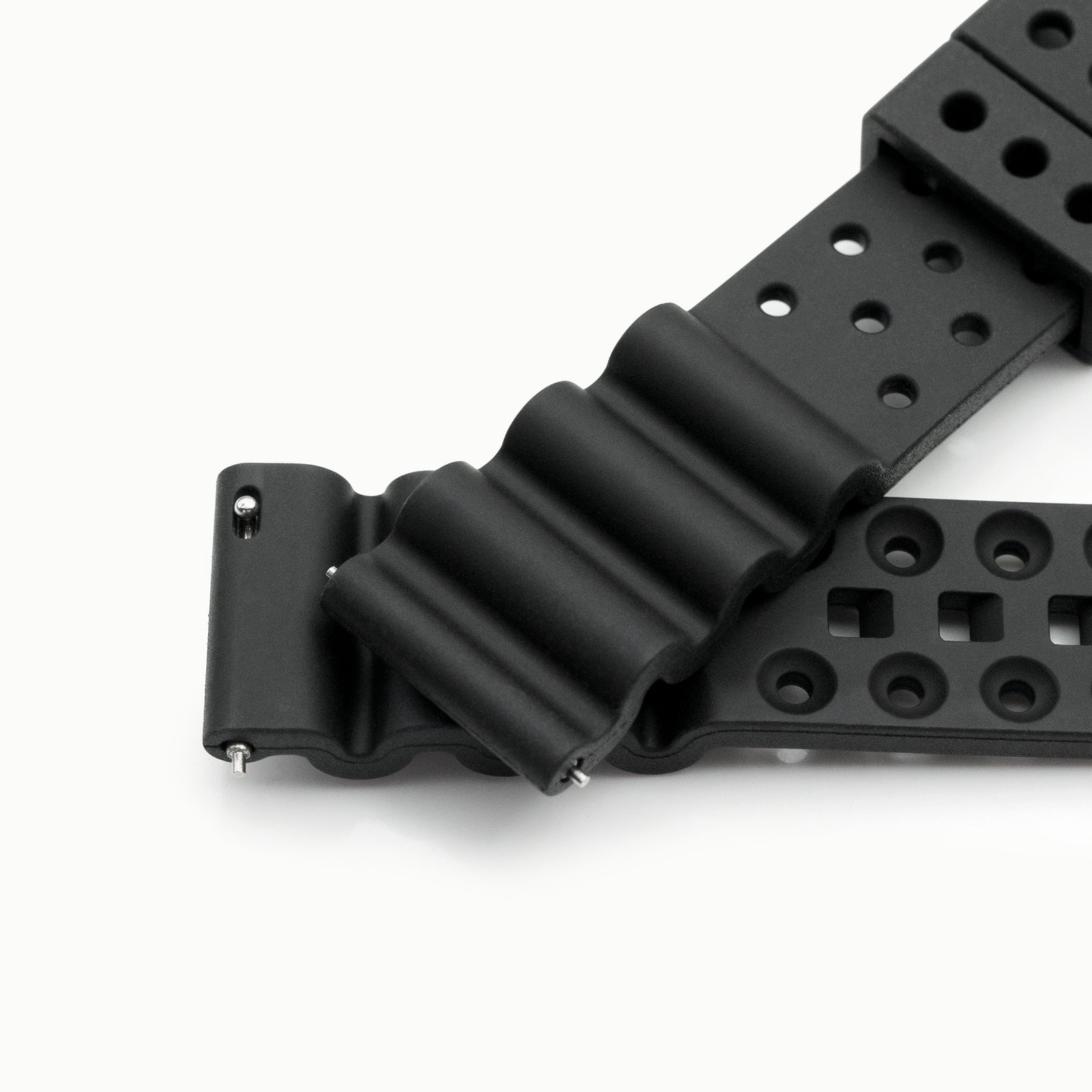 Bracelet de plongée en caoutchouc FKM noir à libération rapide 18mm, 20mm ou 22mm, finition brossée