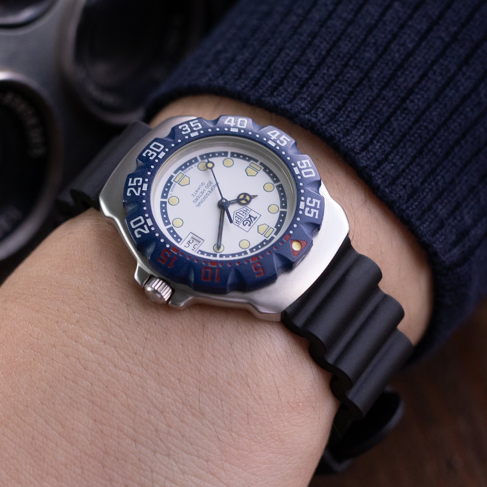 Bracelet de plongée en caoutchouc FKM noir à libération rapide 18mm, 20mm ou 22mm, finition brossée