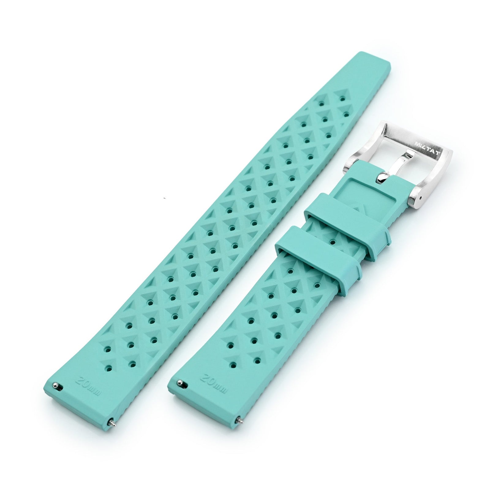 Quick Release Turquoise green / blue Tropical-Style Pro FKM rubber watch strap, 20mm Strapcode Watch Bands
