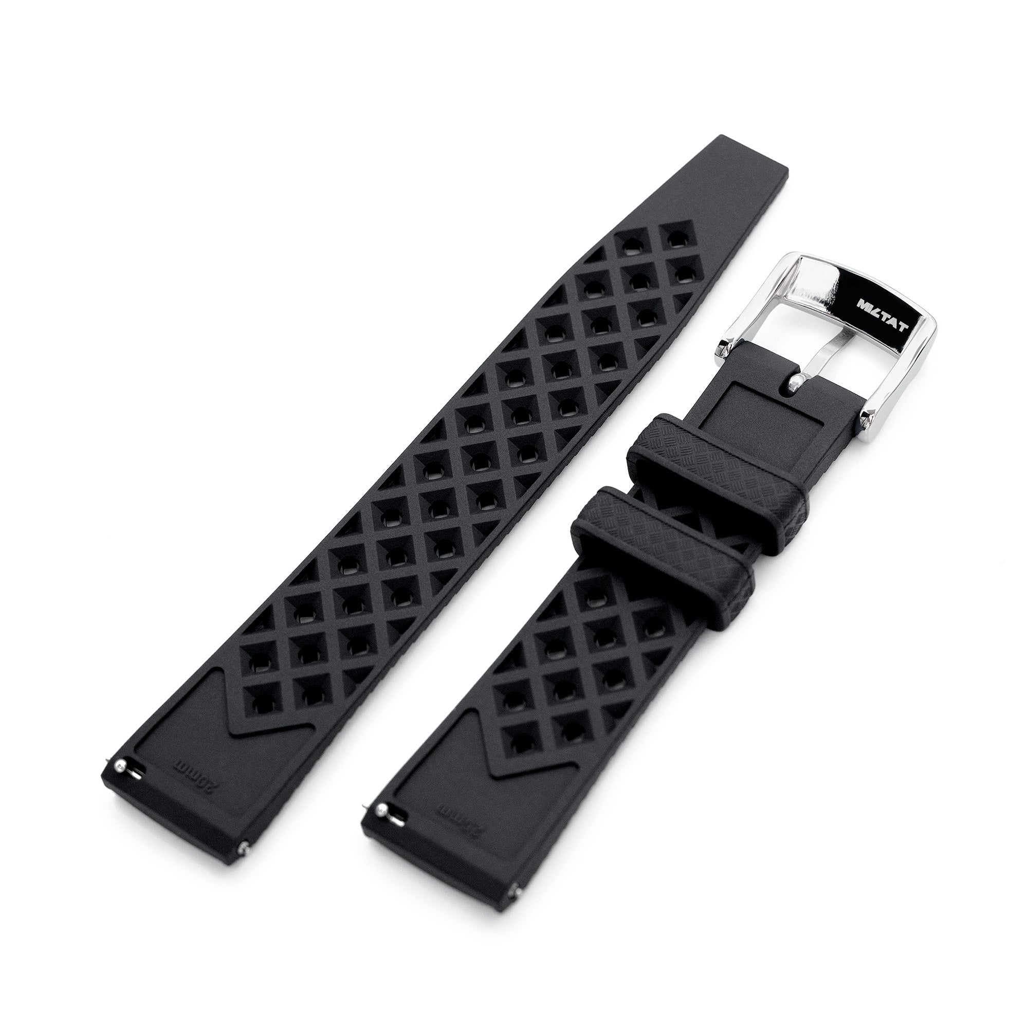 20mm Quick Release Tropical-Style FKM rubber watch strap, Black Strapcode watch bands