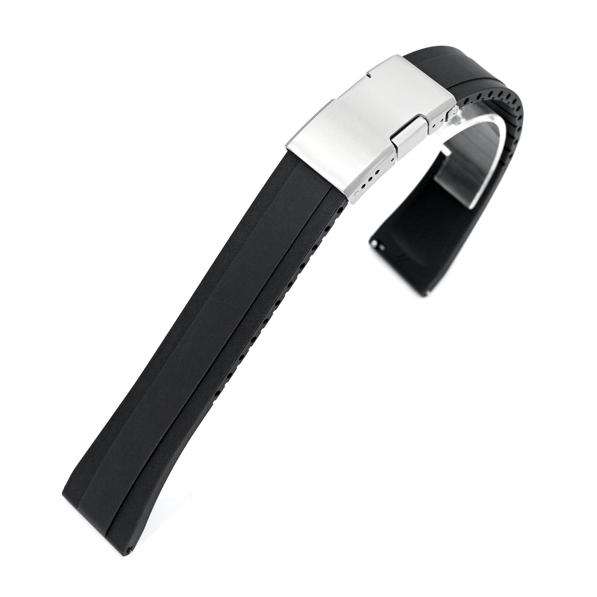 Quick Release FKM27 Black Titanium Slinea Clasp FKM Rubber watch strap, 20mm or 22mm Strapcode watch bands
