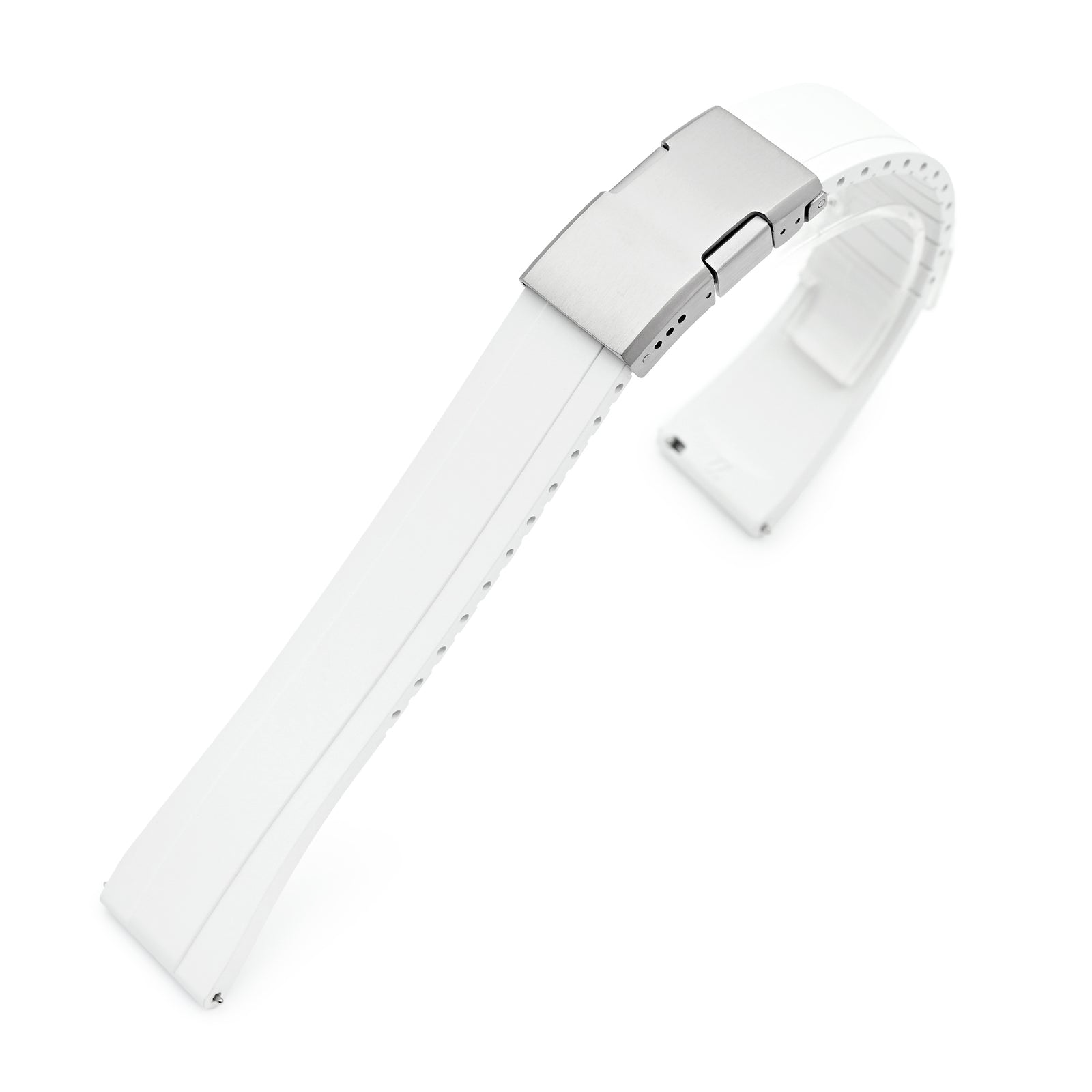 Quick Release FKM27 White Titanium Slinea Clasp FKM Rubber watch strap, 20mm or 22mm Strapcode watch bands