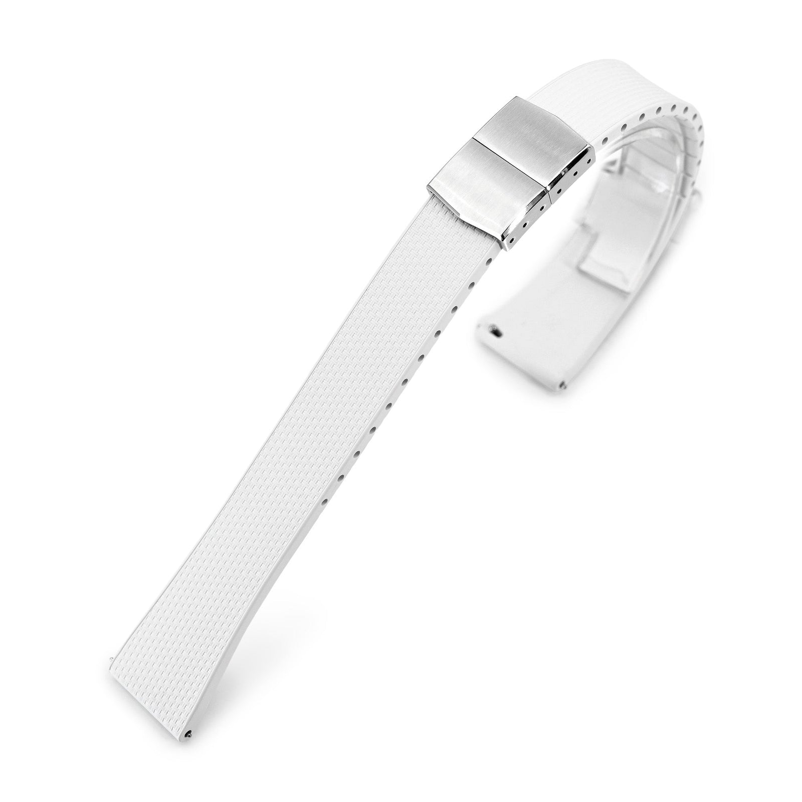 20mm FKM32 Off White Rubber Quick Release Watch Band, Deployment Clasp Strapcode watch bands