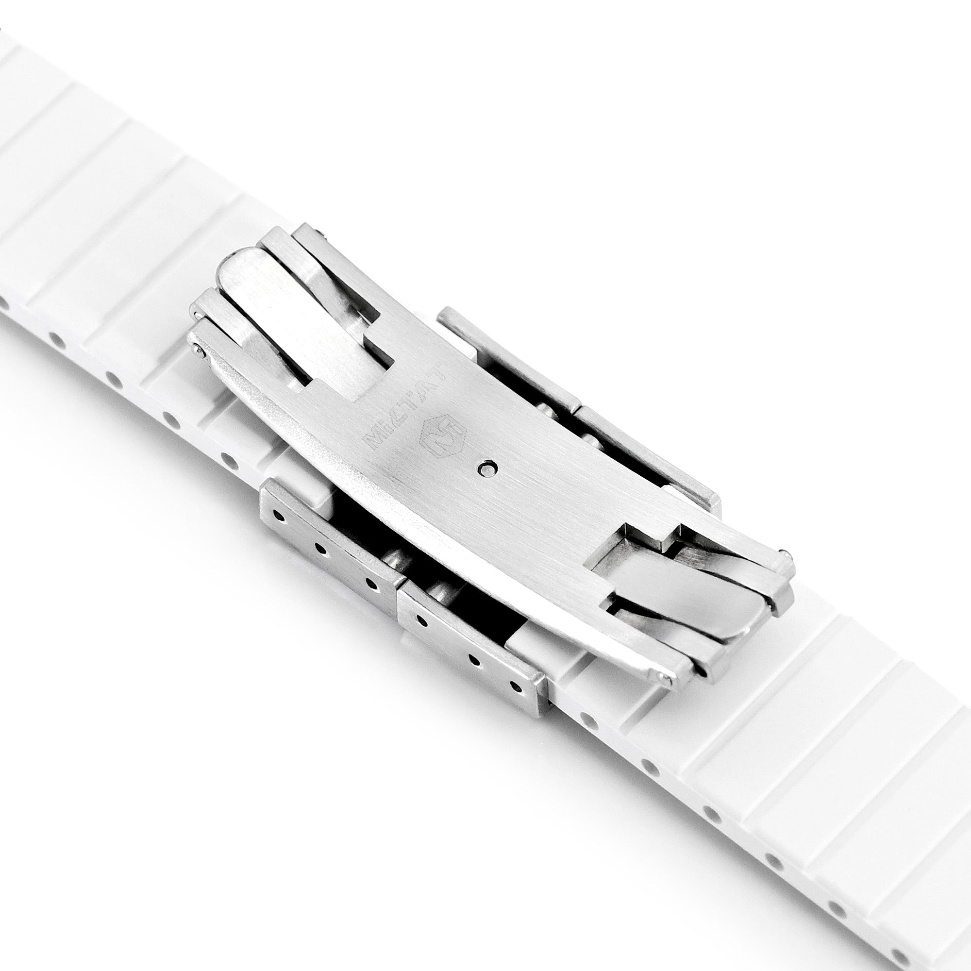 20mm FKM32 Off White Rubber Quick Release Watch Band, Deployment Clasp Strapcode watch bands