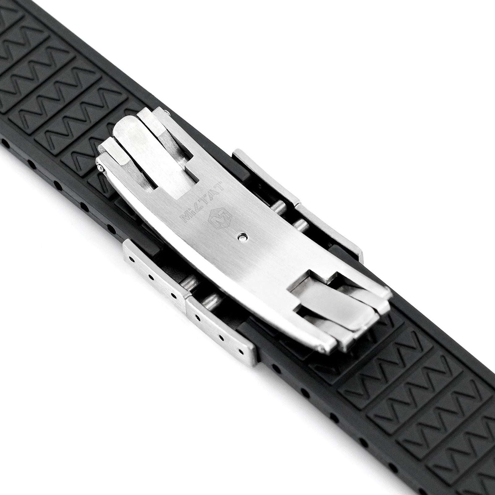 20mm or 22mm FKM34 Black Rubber Quick Release Watch Band, Deployment Clasp Strapcode watch band