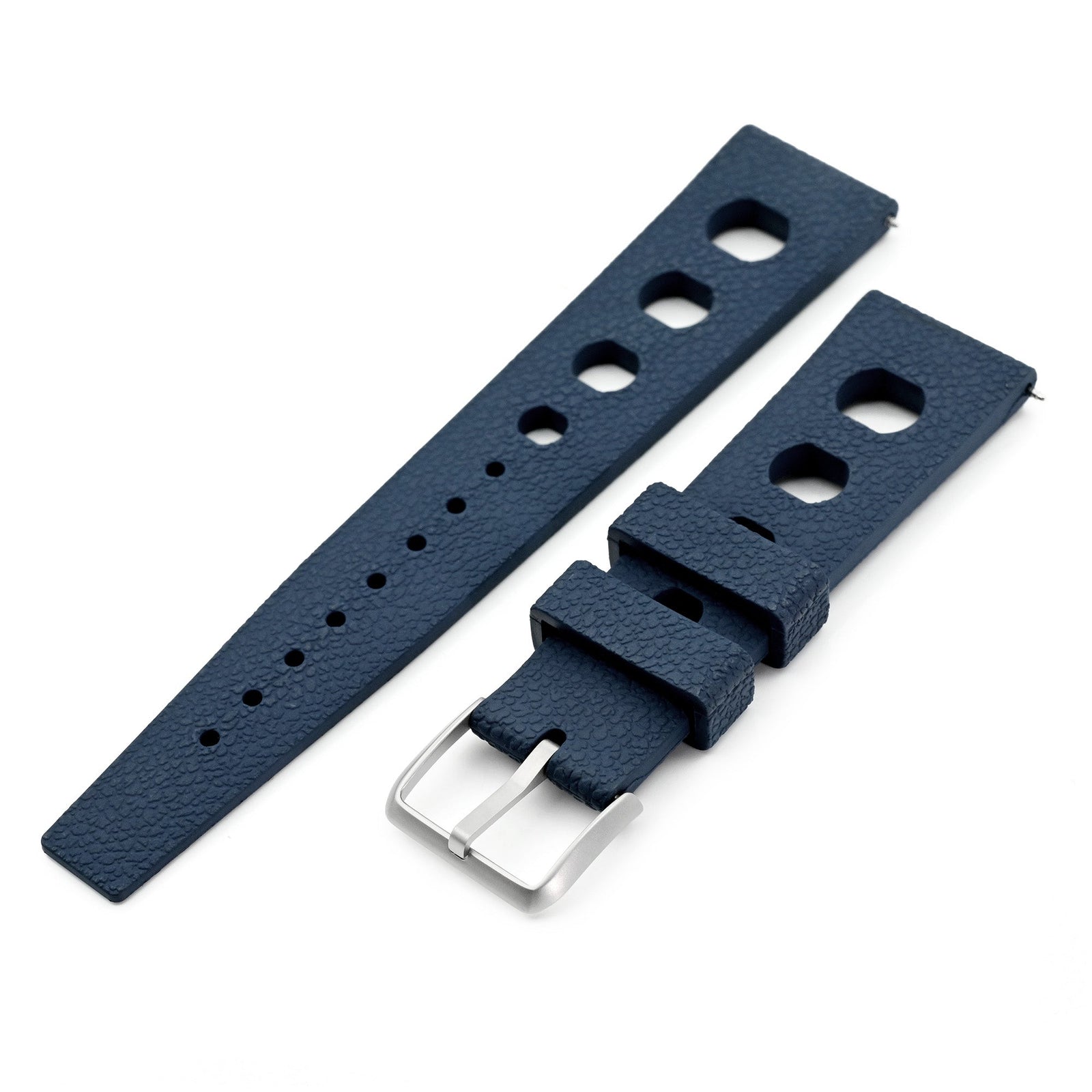 20mm or 22mm FKM36 Navy Blue Large Holes Rally FKM Quick Release Rubber watch band Strapcode watch bands