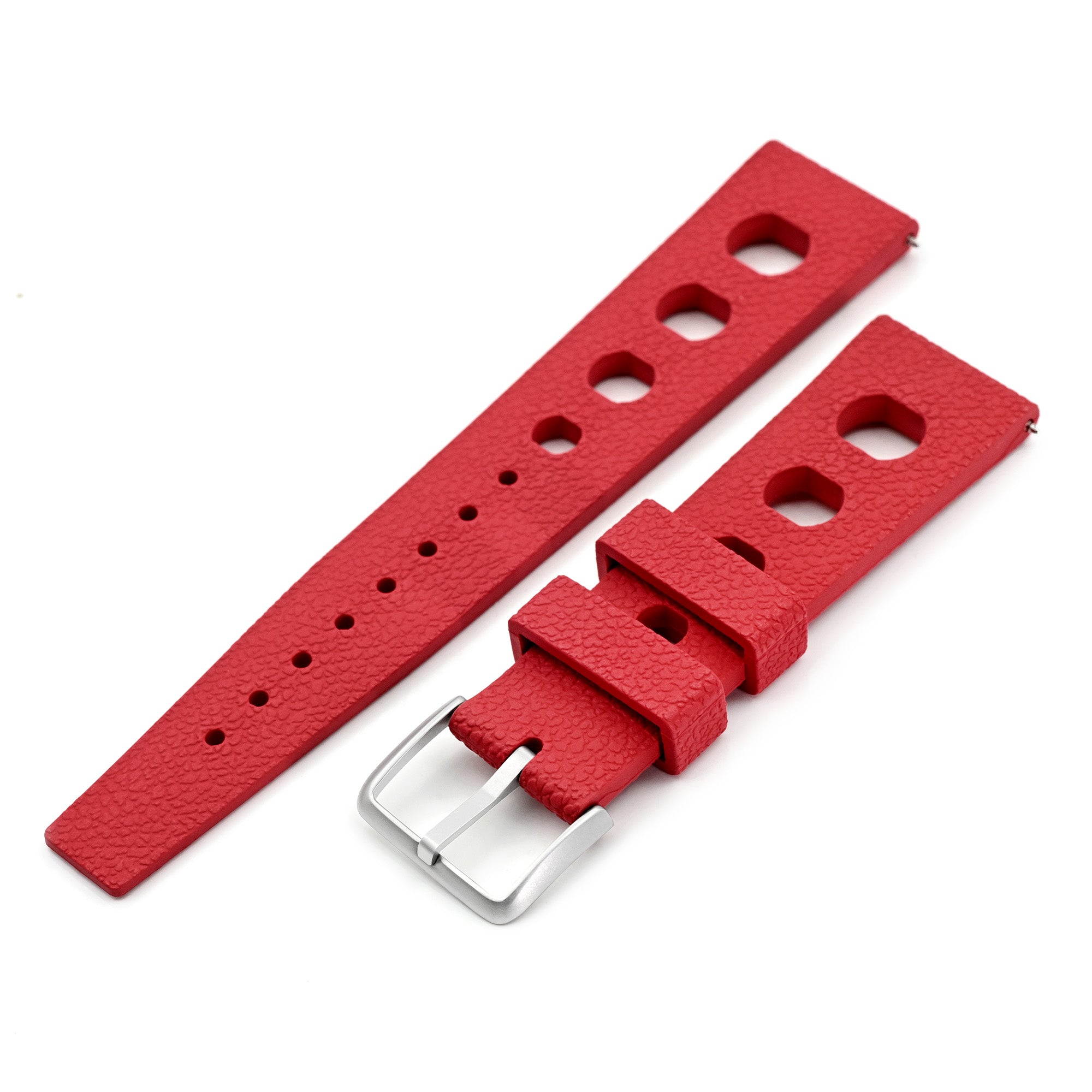 20mm or 22mm FKM36 Red Large Holes Rally FKM Quick Release Rubber watch band Strapcode watch bands