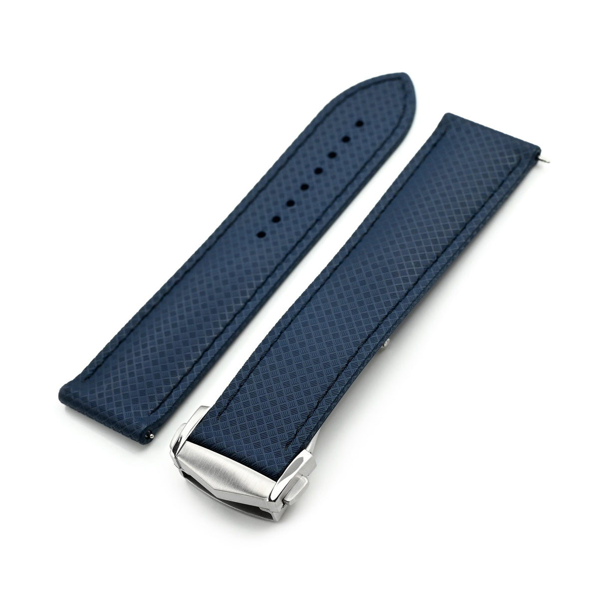 Navy Blue FKM37 Rubber Q.R. Deployant Watch Band, 20mm or 22mm Strapcode watch bands