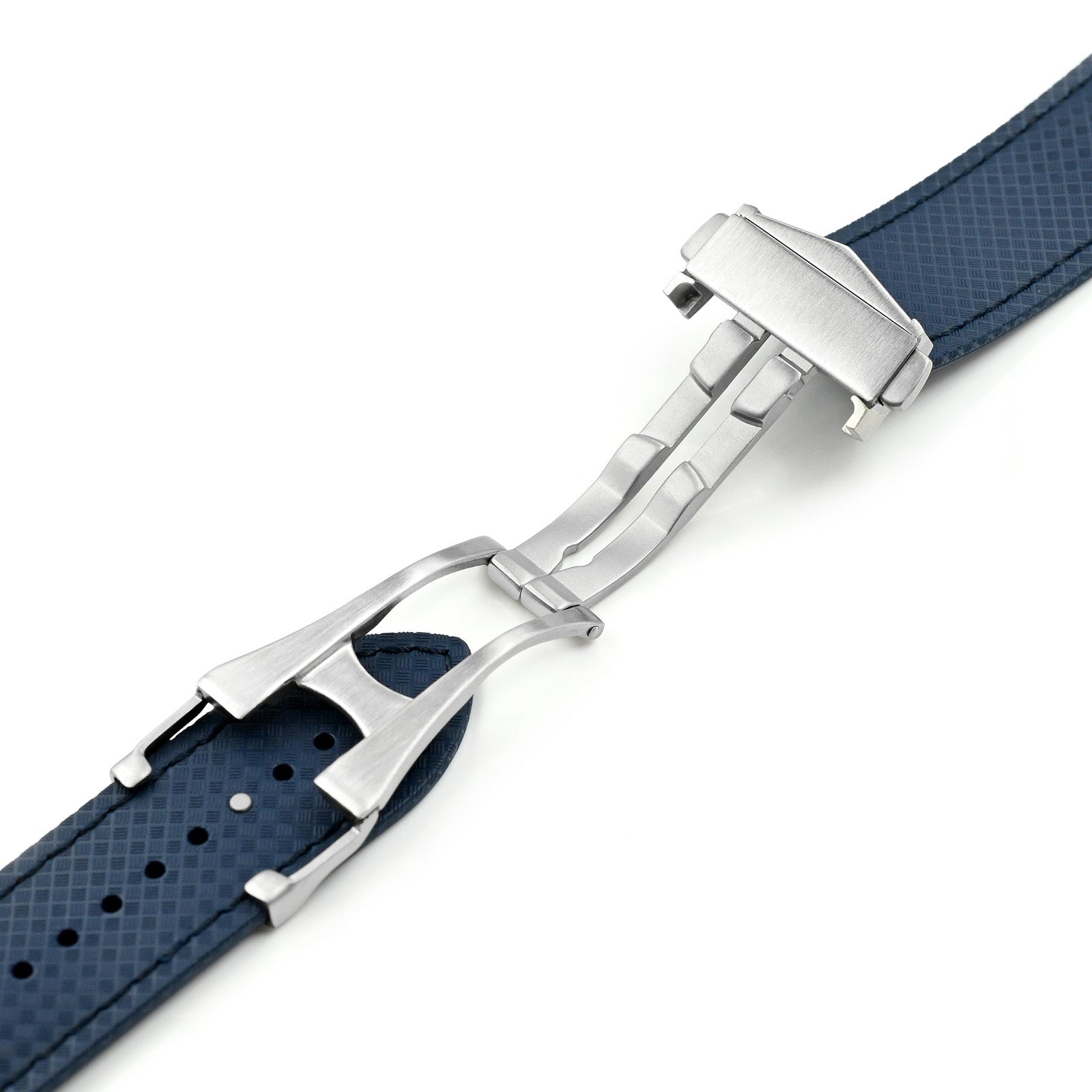 Navy Blue FKM37 Rubber Q.R. Deployant Watch Band, 20mm or 22mm Strapcode watch bands
