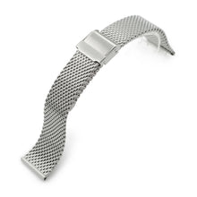Quick Release Tapered Milanese Mesh Watch Band, 18mm 19mm 20mm 21mm or 22mm, Brushed
