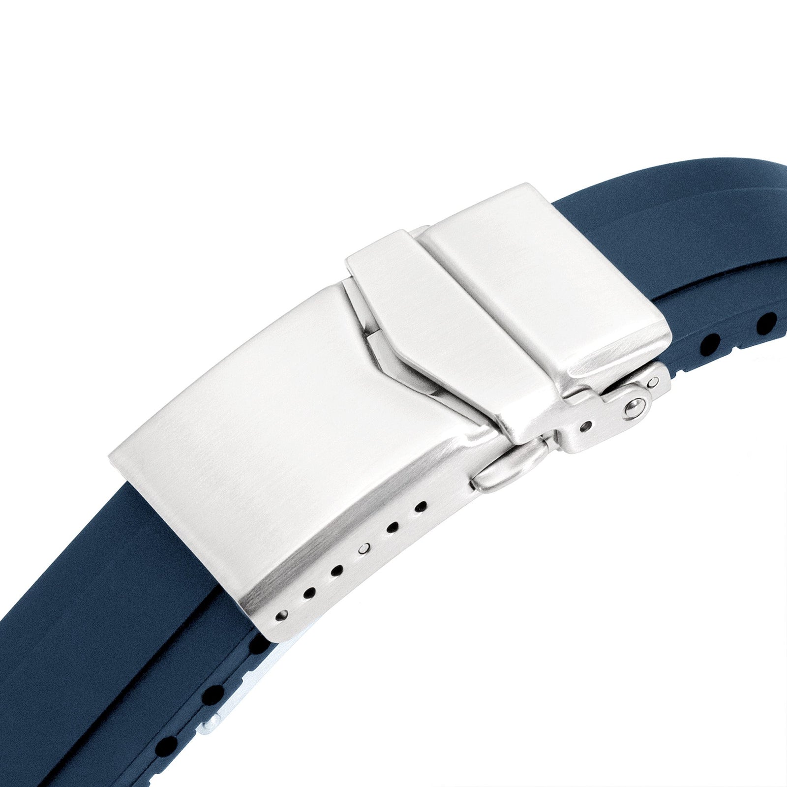 20mm Crafter Blue - MX03-117 Navy Blue FKM Rubber Strap With End Links compatible with Seiko Alpinist SARB017 Strapcode watch bands