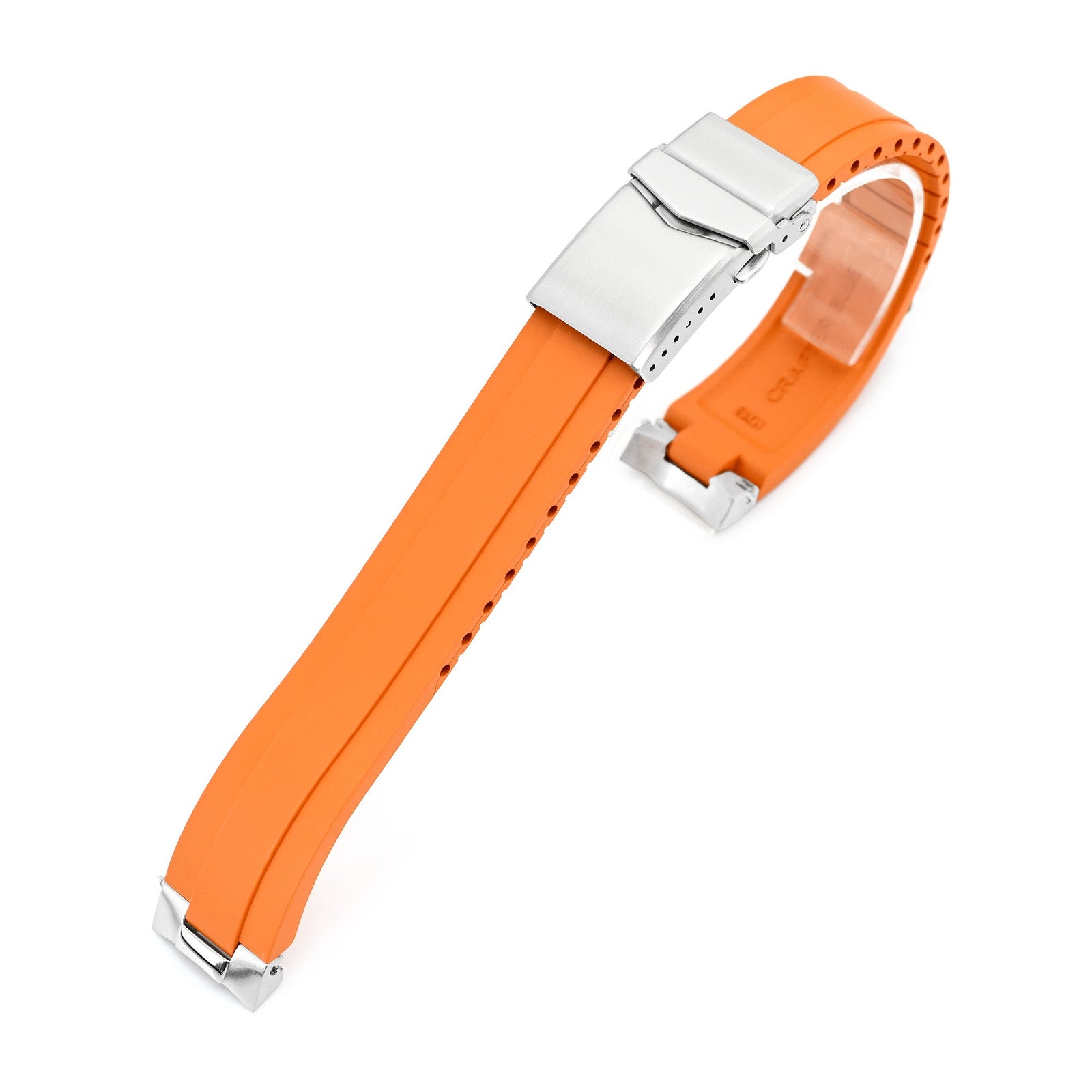 20mm Crafter Blue - MX03-733 Orange FKM Rubber Strap With End Links compatible with Hamilton Khaki Field 38mm Strapcode watch bands