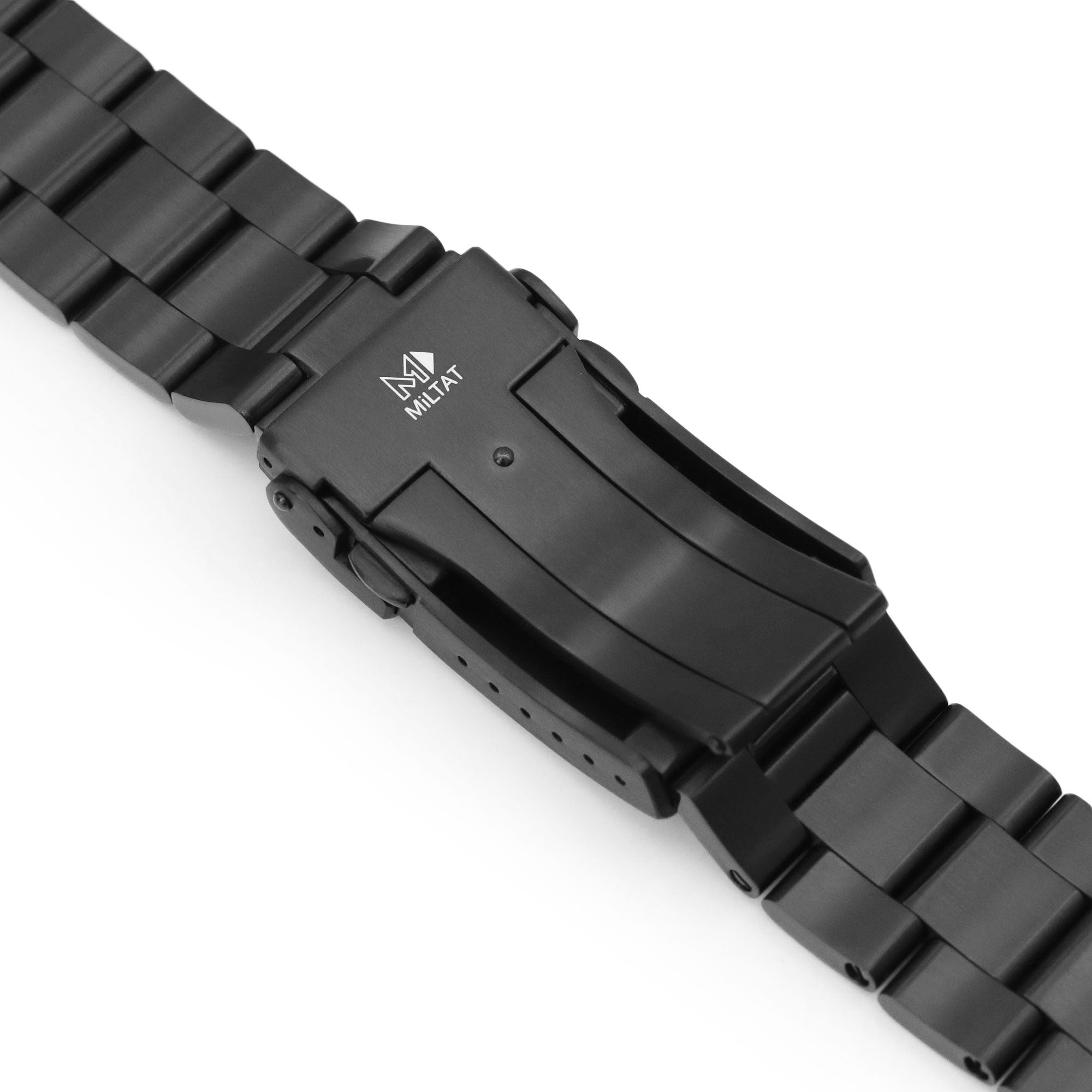 20mm Super-O Boyer Uhrenarmband für Seiko Sumo SBDC001 SBDC031 SBDC081, Edelstahl - Gebürstet (DLC) Schwarze Beschichtung, V Diver Schließe