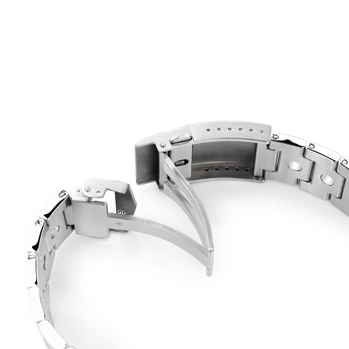22mm Rollball Uhrenarmband mit geradem Ende, 316L Edelstahl gebürstet, V-Schließe
