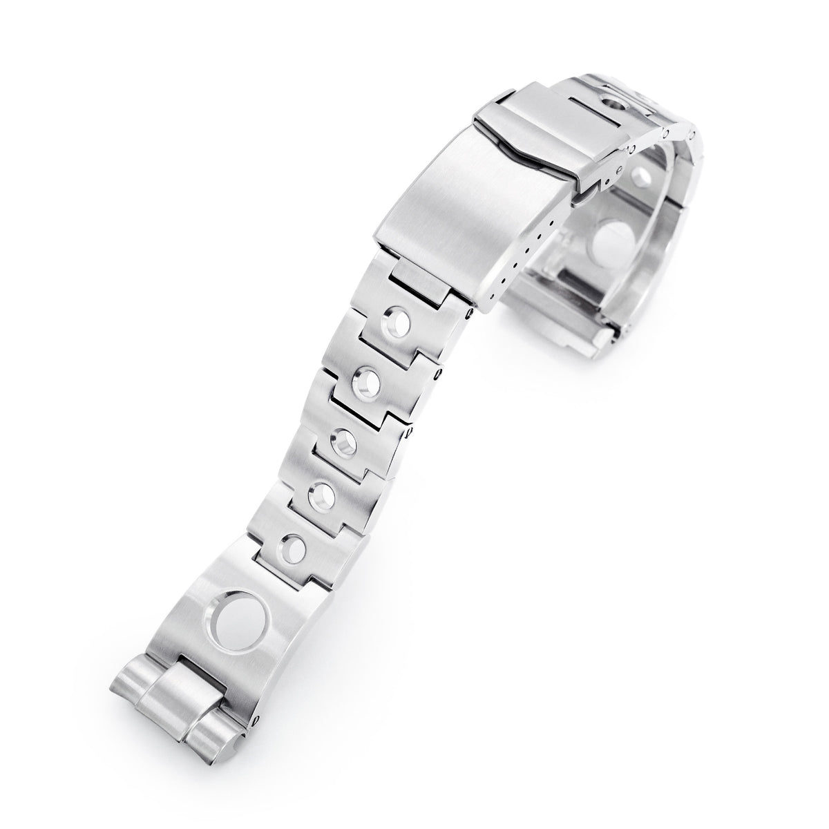22mm Rollball Uhrenarmband für Seiko New Turtles SRP777 SRP775 SRPA21 (PADI), Edelstahl - Gebürstet, V Diver Schließe
