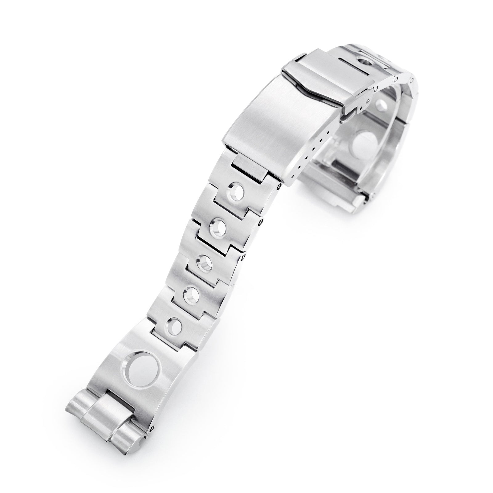 22mm Rollball Uhrenarmband für Seiko New Turtles SRP777 SRP775 SRPA21 (PADI), Edelstahl - Gebürstet, V Diver Schließe