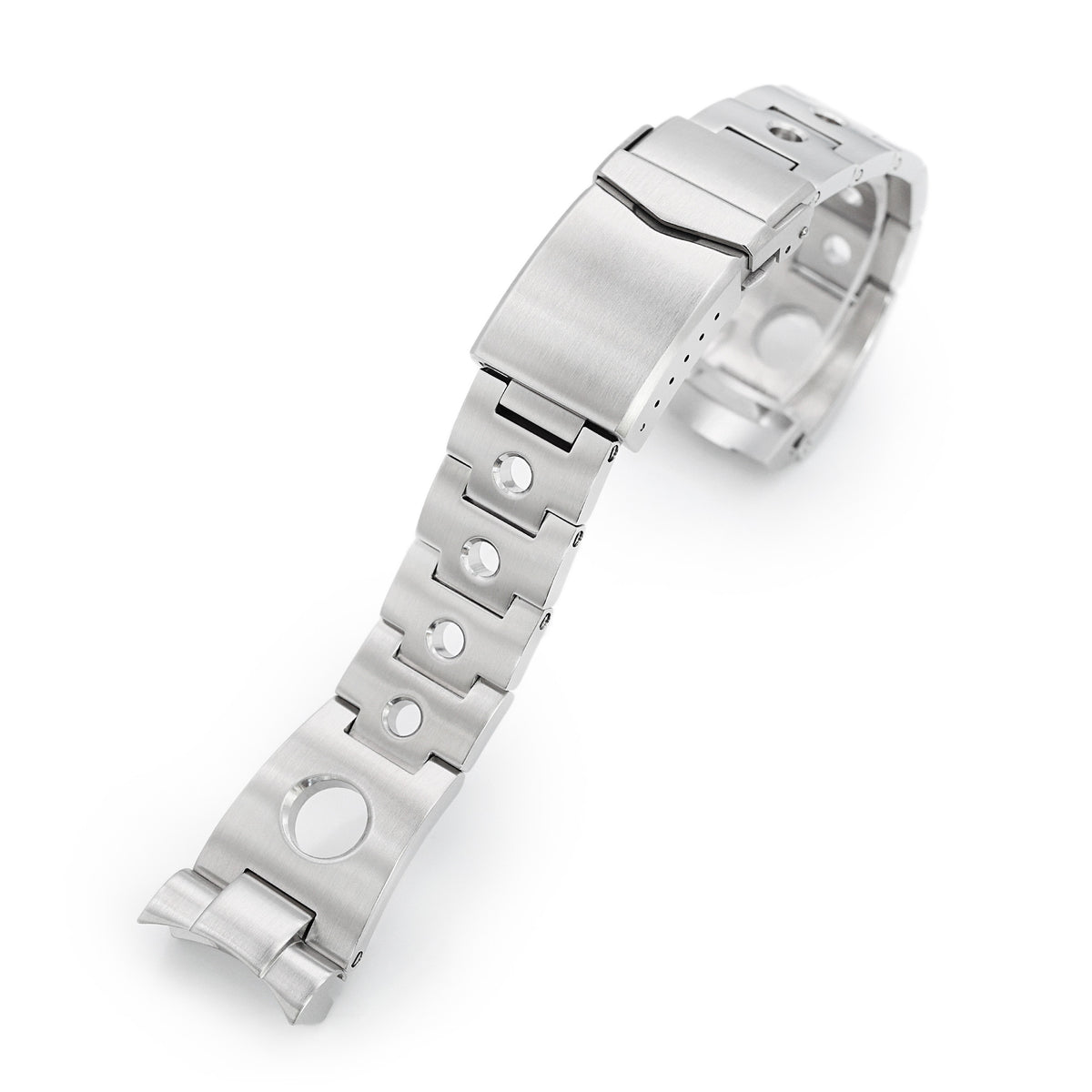 22mm Rollball Uhrenarmband für Seiko SKX007 SKX009 SKX011, Edelstahl - Gebürstet, V Diver Schließe