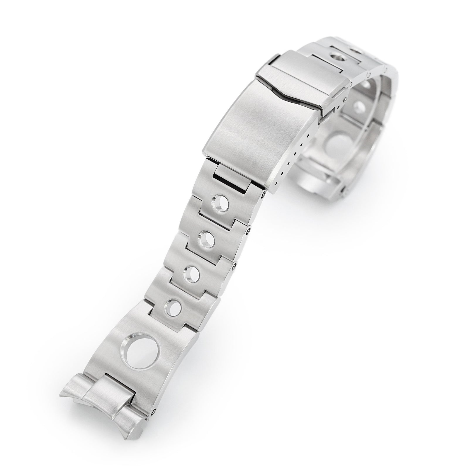 22mm Rollball Uhrenarmband für Seiko SKX007 SKX009 SKX011, Edelstahl - Gebürstet, V Diver Schließe