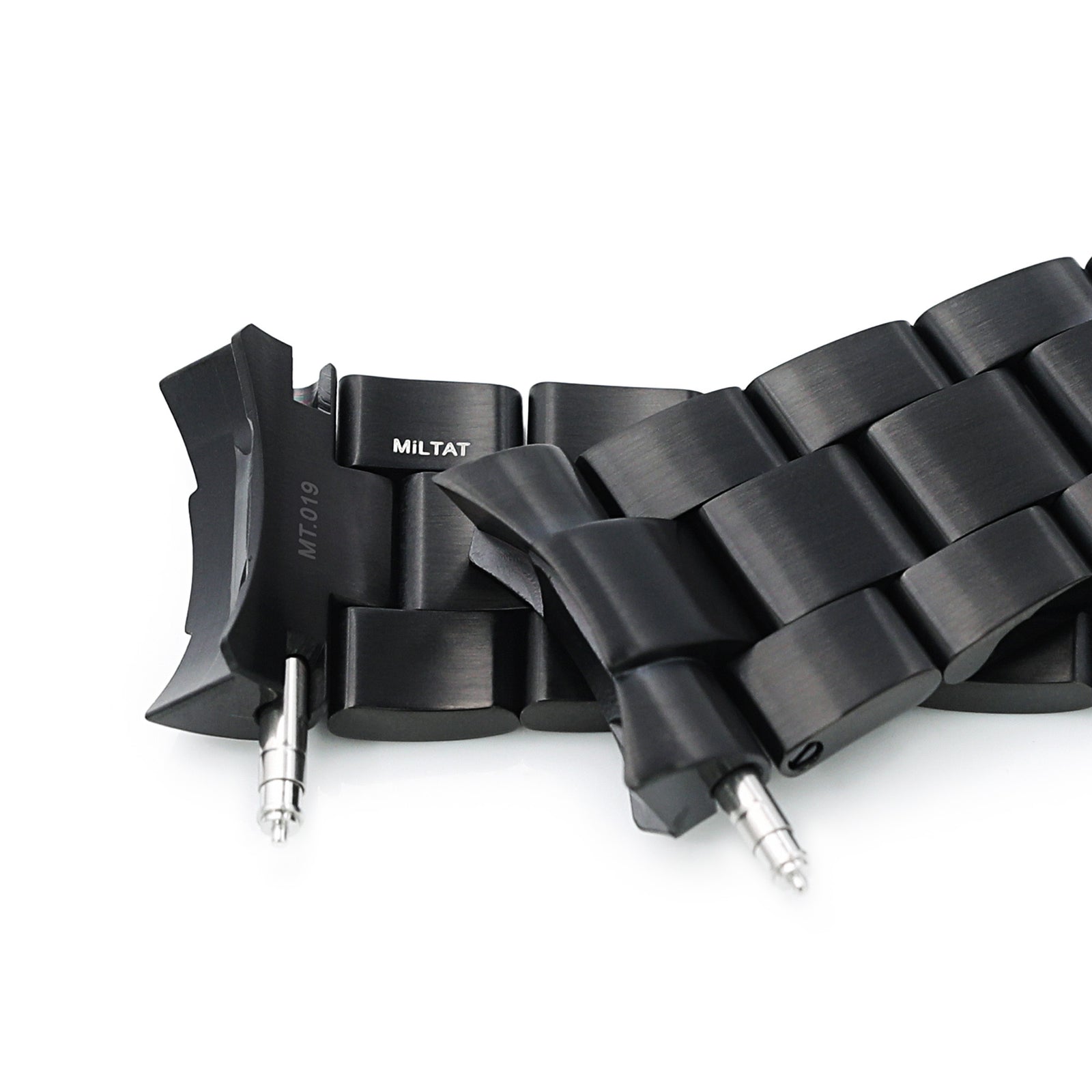 22mm Super-O Boyer Watch Band for Seiko SKX007 SKX009 SKX011, Stainless Steel - Brushed (DLC) Black Coating, V Diver Clasp