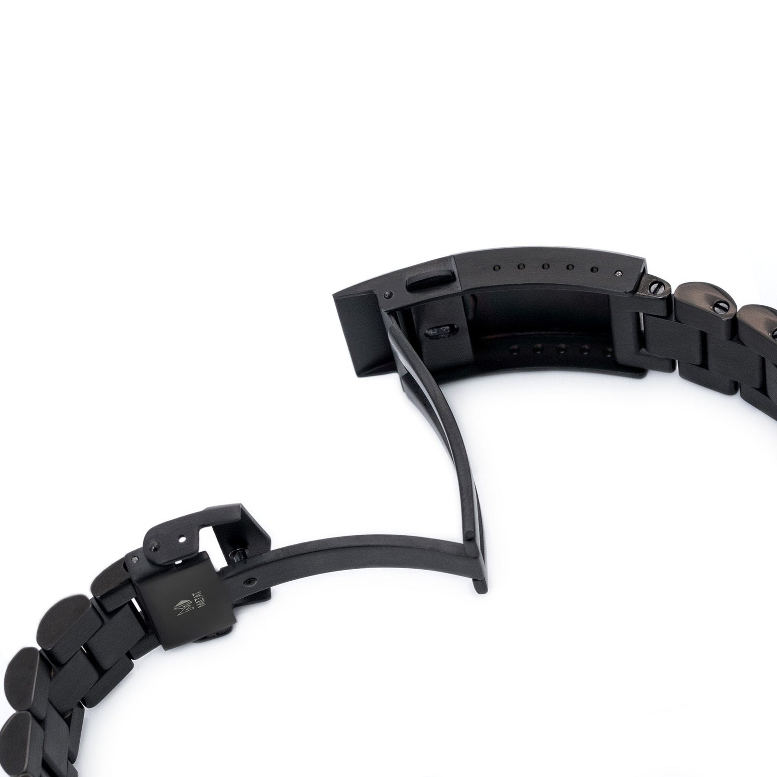 Bracelet Endmill 22mm à extrémité droite, acier inoxydable 316L avec revêtement DLC (carbone type diamant), boucle V-Clasp