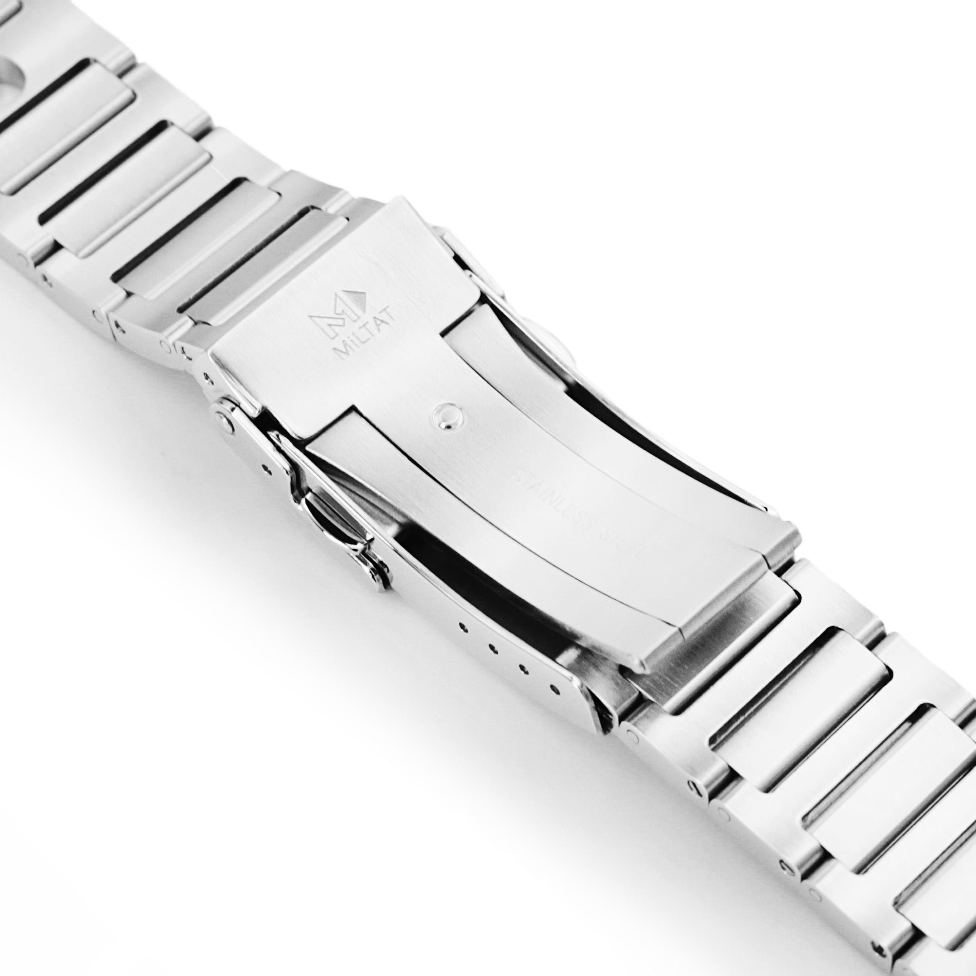 22mm Rollball II Watch Band for Seiko 5 Sports GMT SSK001 SSK003 SBSC003, Stainless Steel - Brushed, Baton Diver Clasp