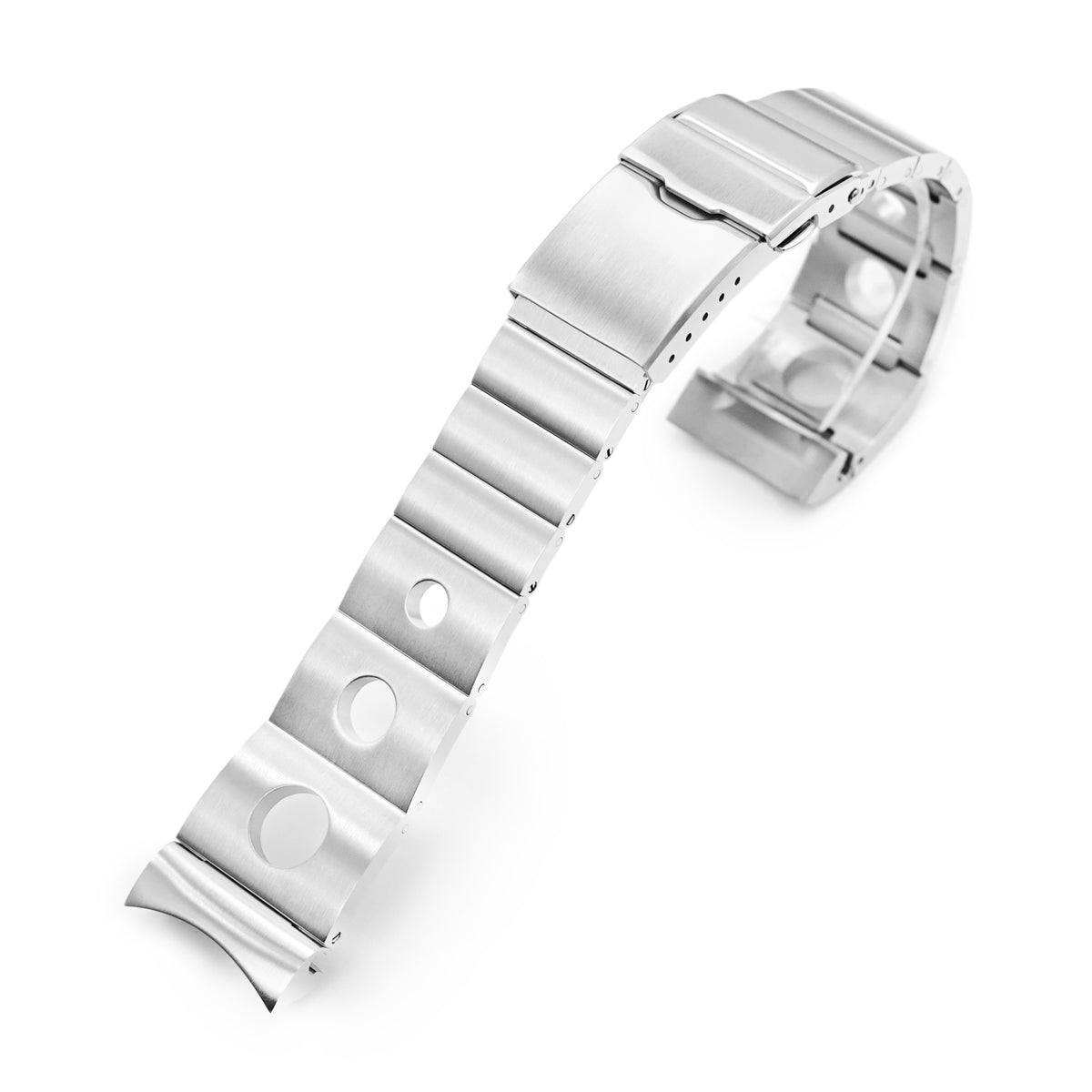 22mm Rollball II Uhrenarmband für Seiko 5 Sports GMT SSK001 SSK003 SBSC003, Edelstahl - Gebürstet, Baton Diver Schließe
