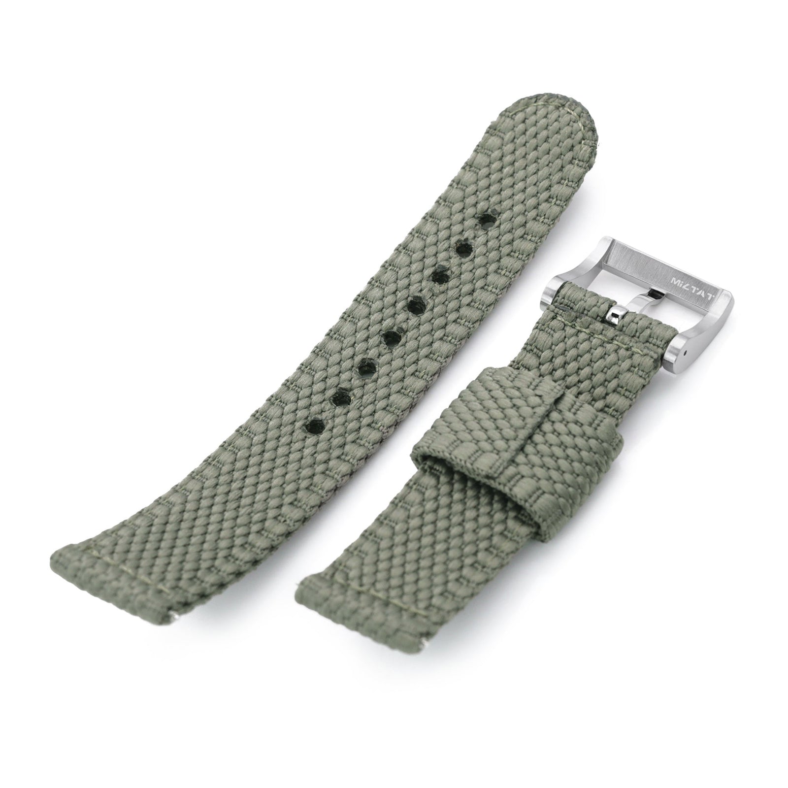 2-pcs Unique Pattern Military Green Watch Band, Polished Buckle