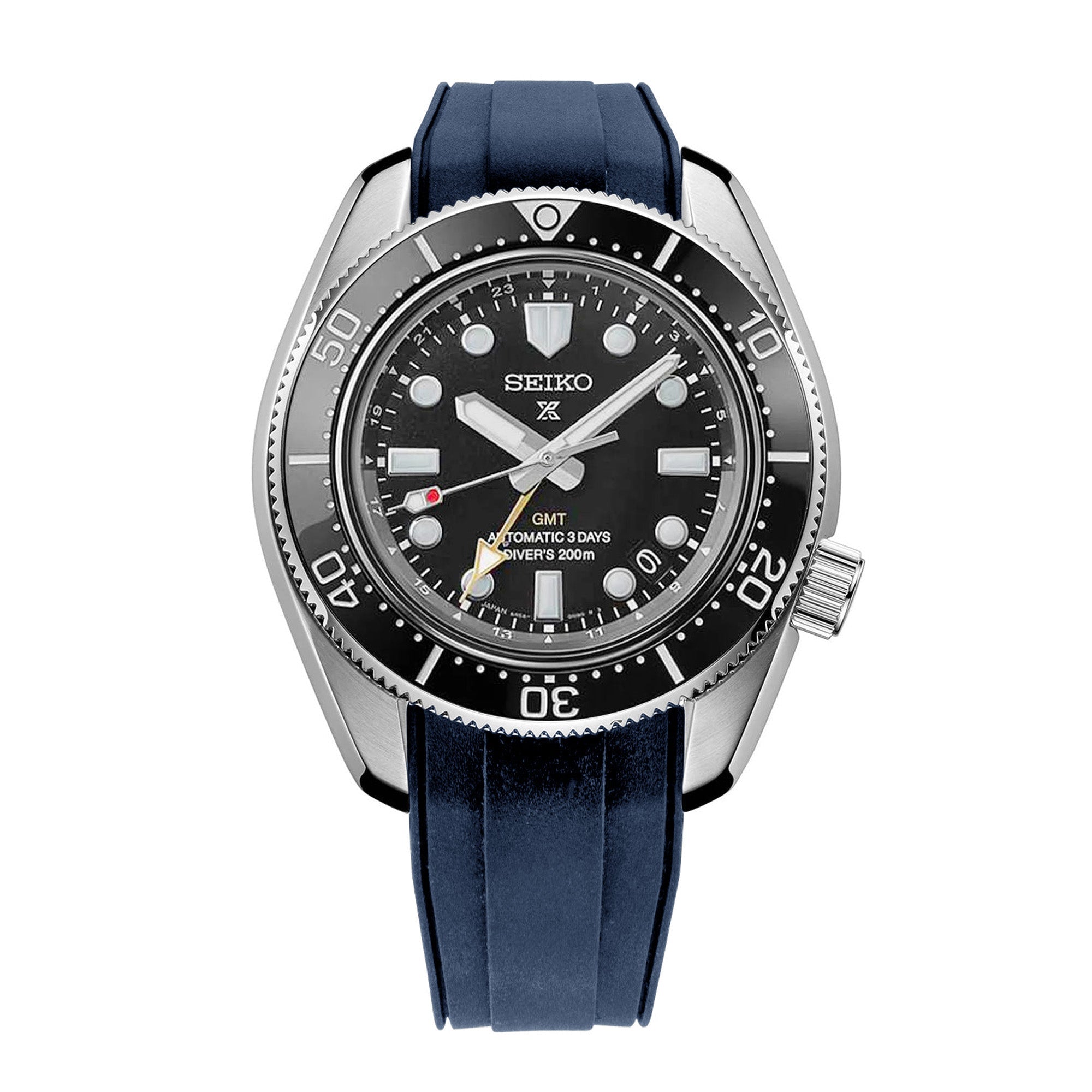 StrapXPro - SBX1A Rubber Strap for Seiko Prospex 1968 Diver¡¦s Modern Re-interpretation MM200 GMT Series SPB381, Blue Strapcode watch bands