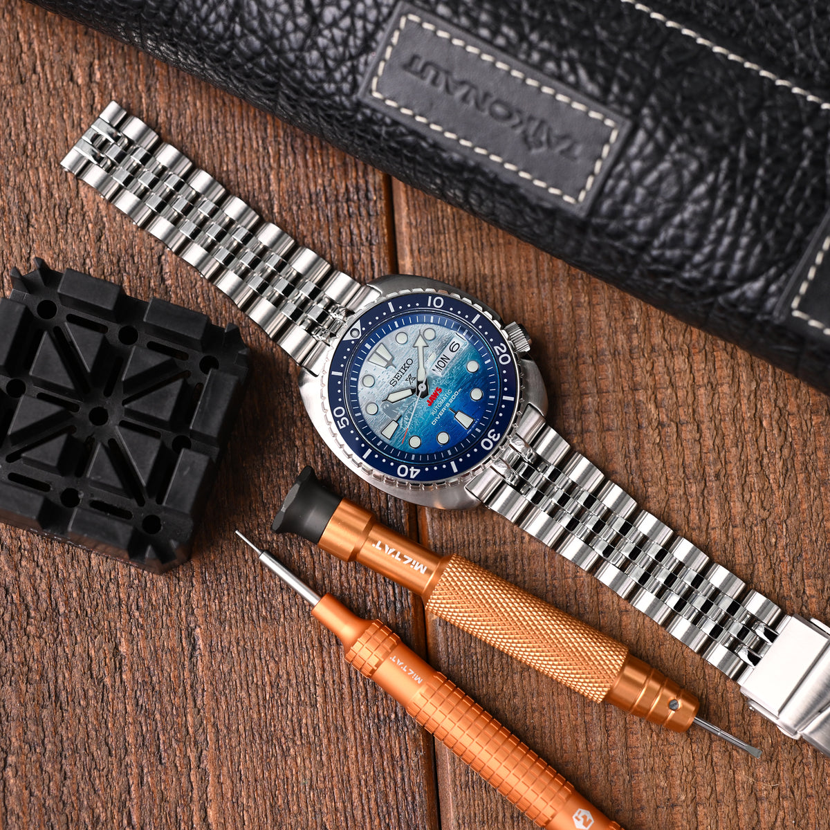 Angus-J Louis 22mm Stainless Steel Bracelet for Seiko Turtle SRP777 SRP775 SRPA21