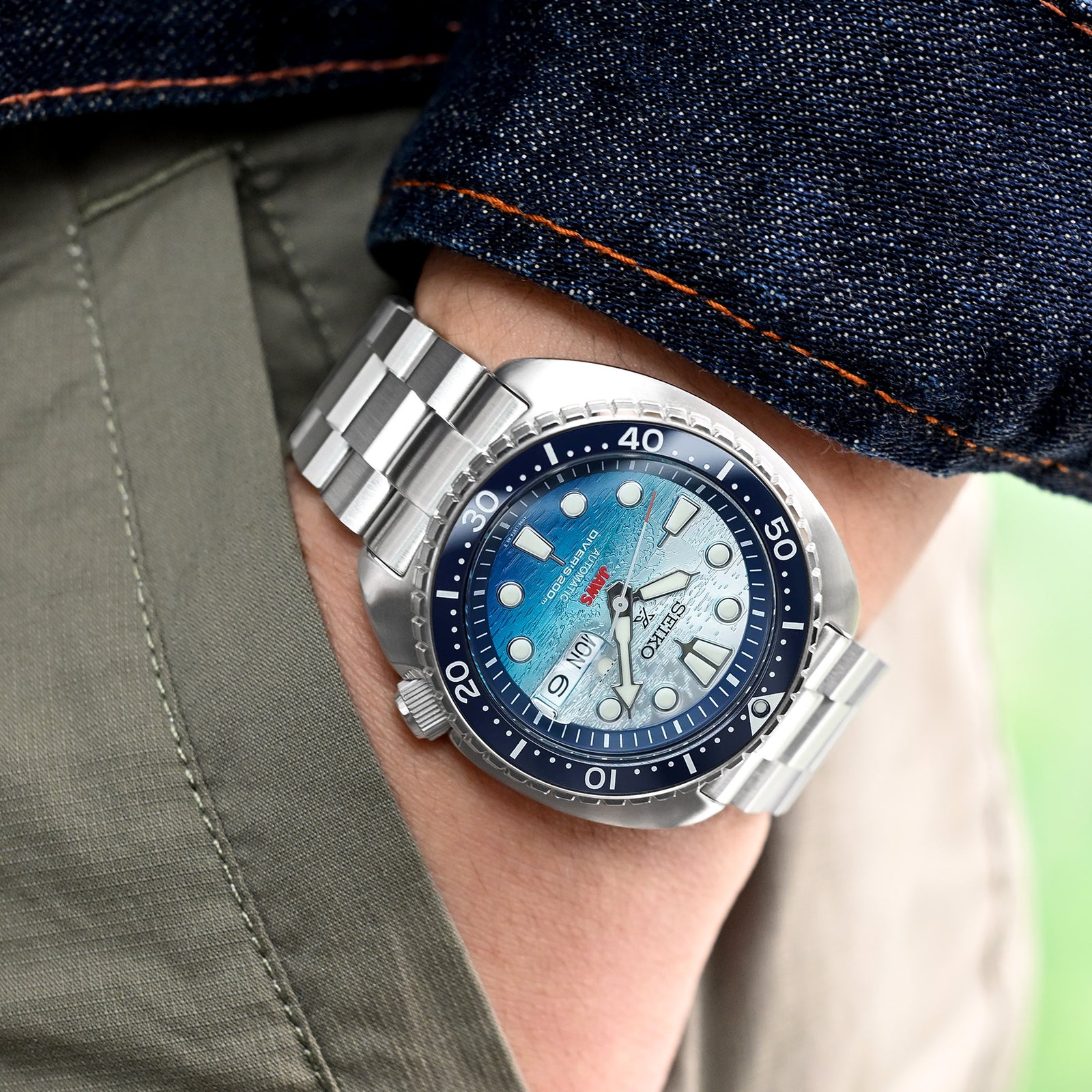 22mm Hexad 316L Stainless Steel Watch Band for Seiko New Turtles SRP777 & PADI SRPA21 V-Clasp Button Double Lock Brushed Strapcode Watch Bands